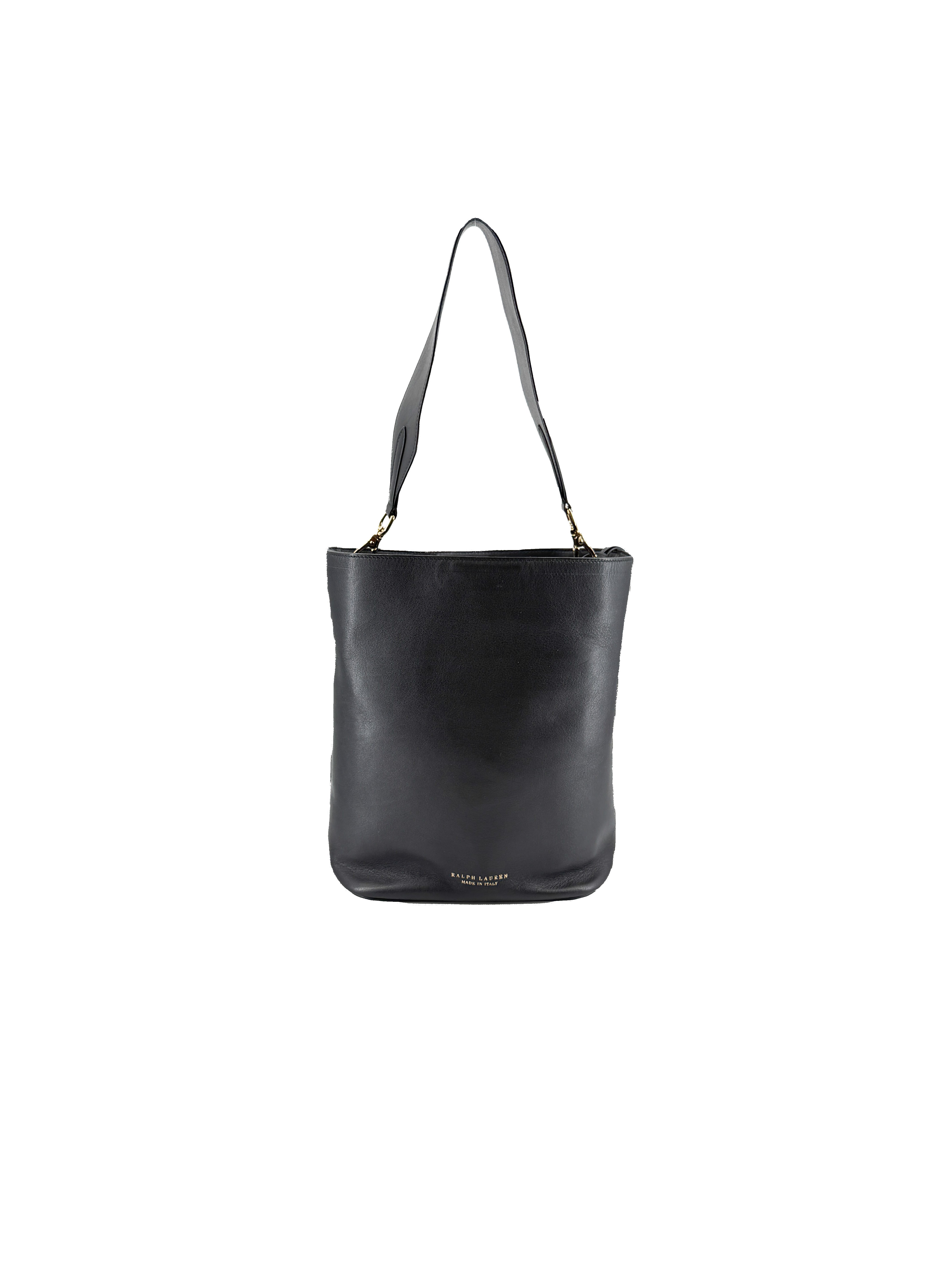 Ralph Lauren black bucket bag with Ricky closure