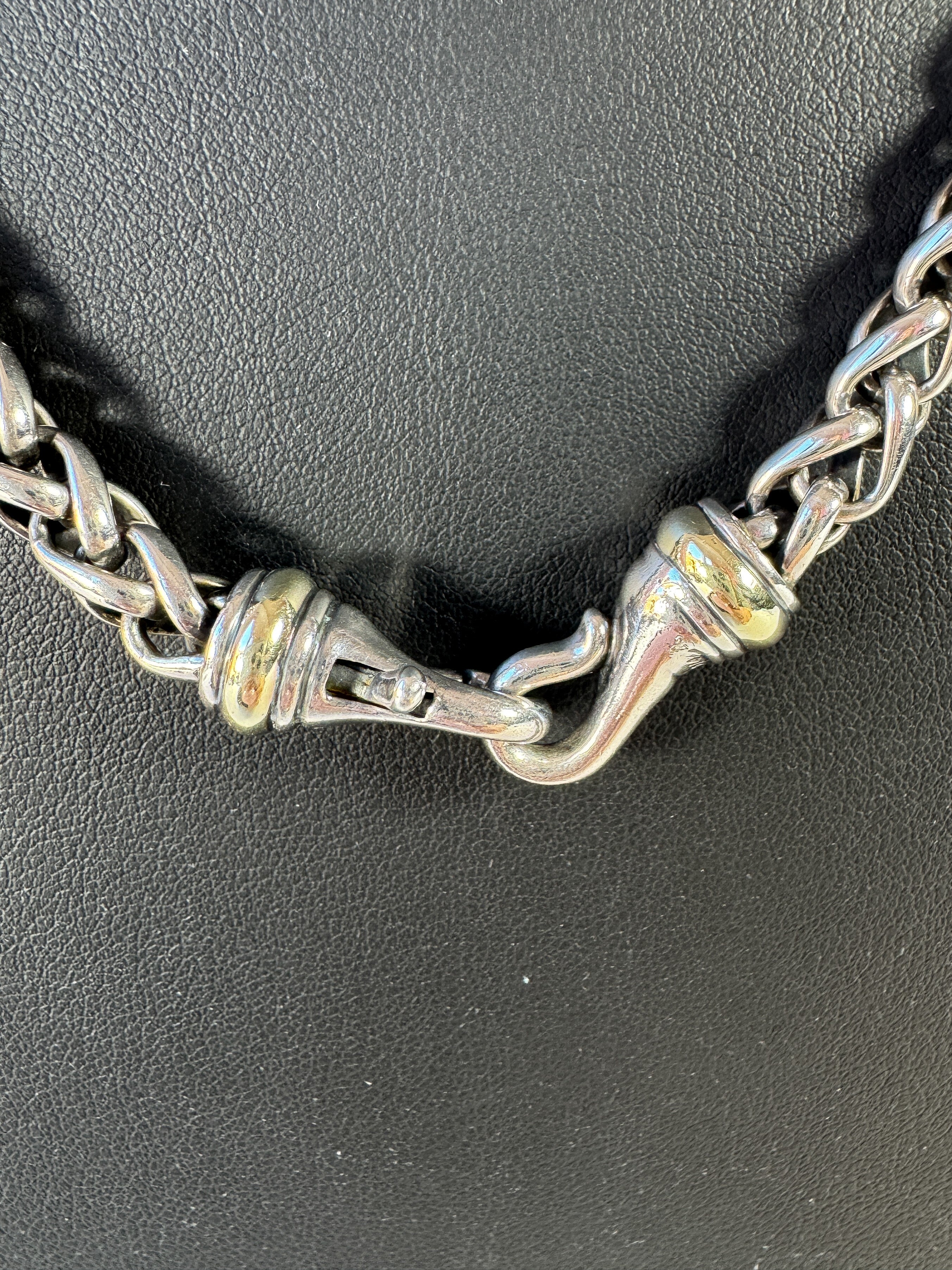 David Yurman sterling silver, yellow gold Wheat chain necklace