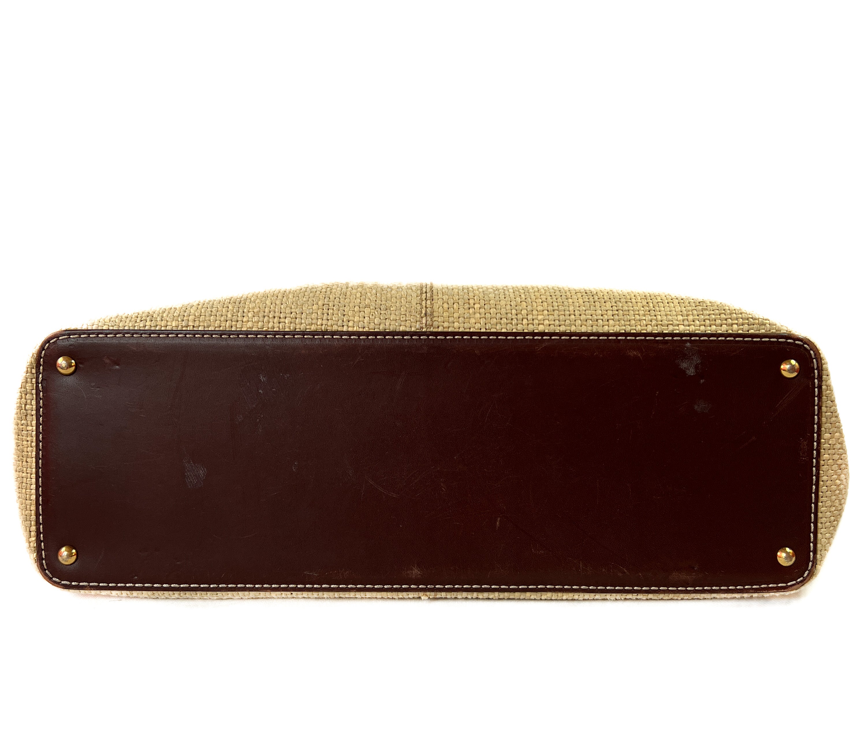 Chanel natural raffia and leather tote