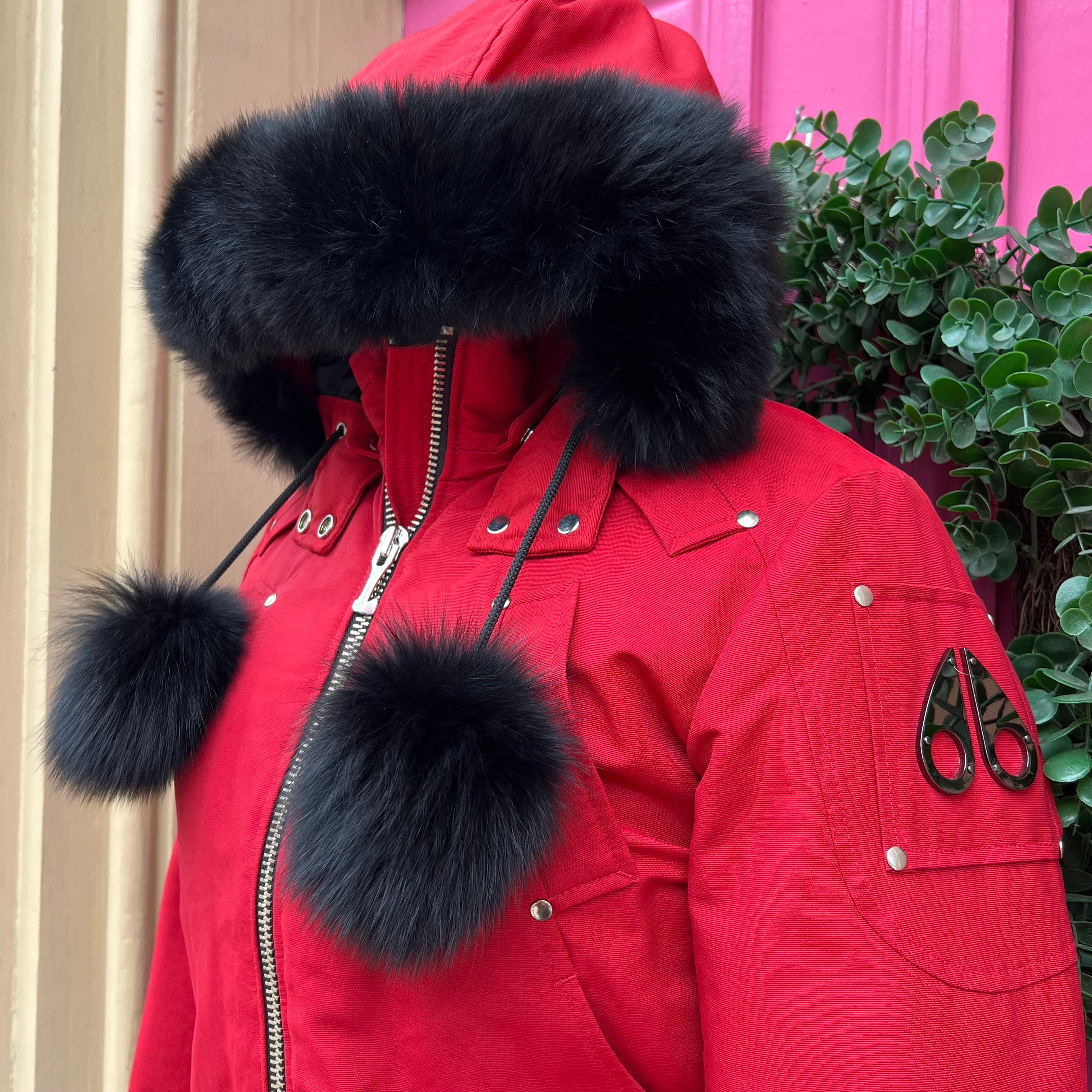 Moose Knuckles red short puffer jacket size M