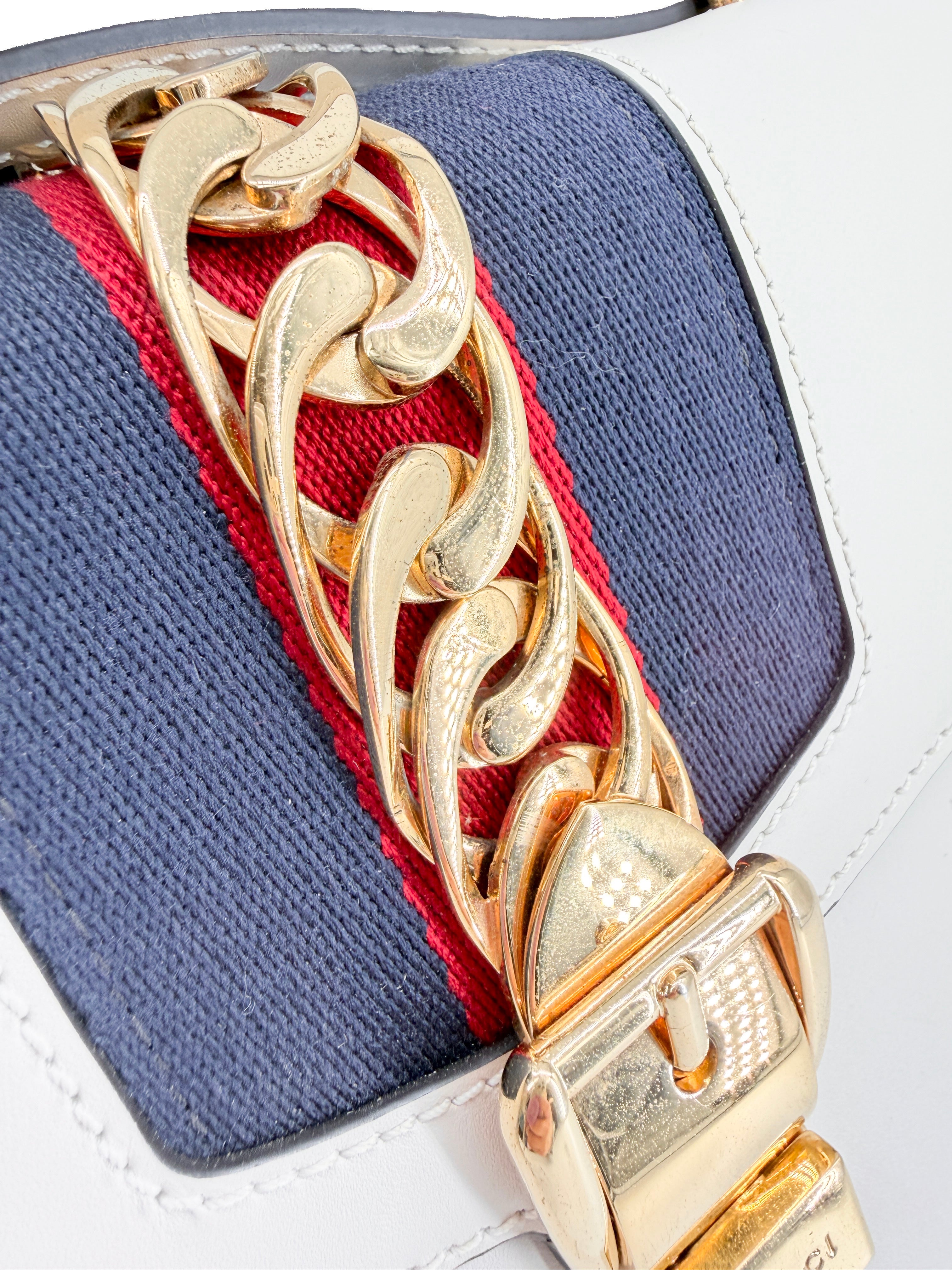 Gucci white large leather Sylvie 431665 493075