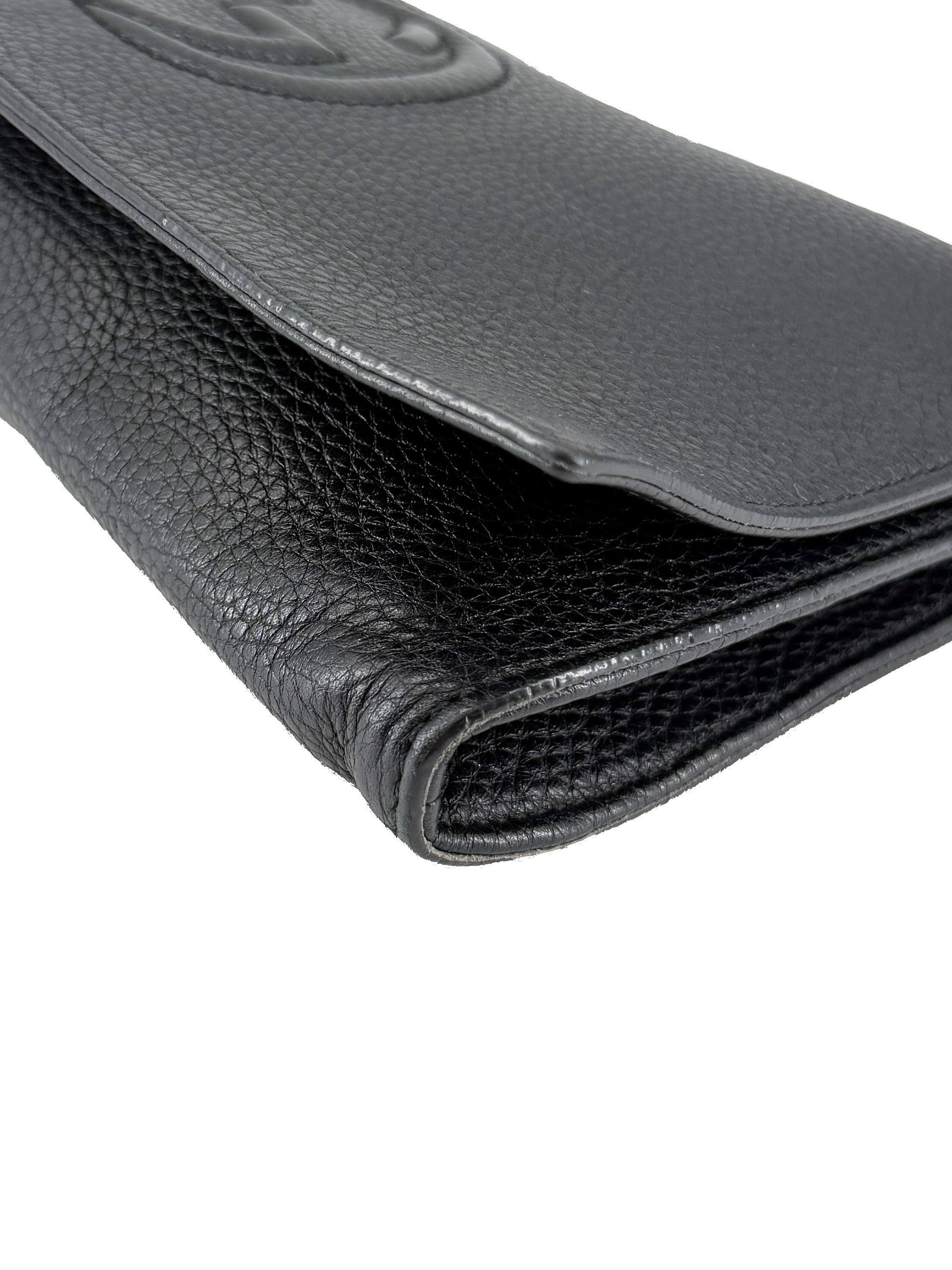 Gucci black leather soho disco clutch 336753 486628