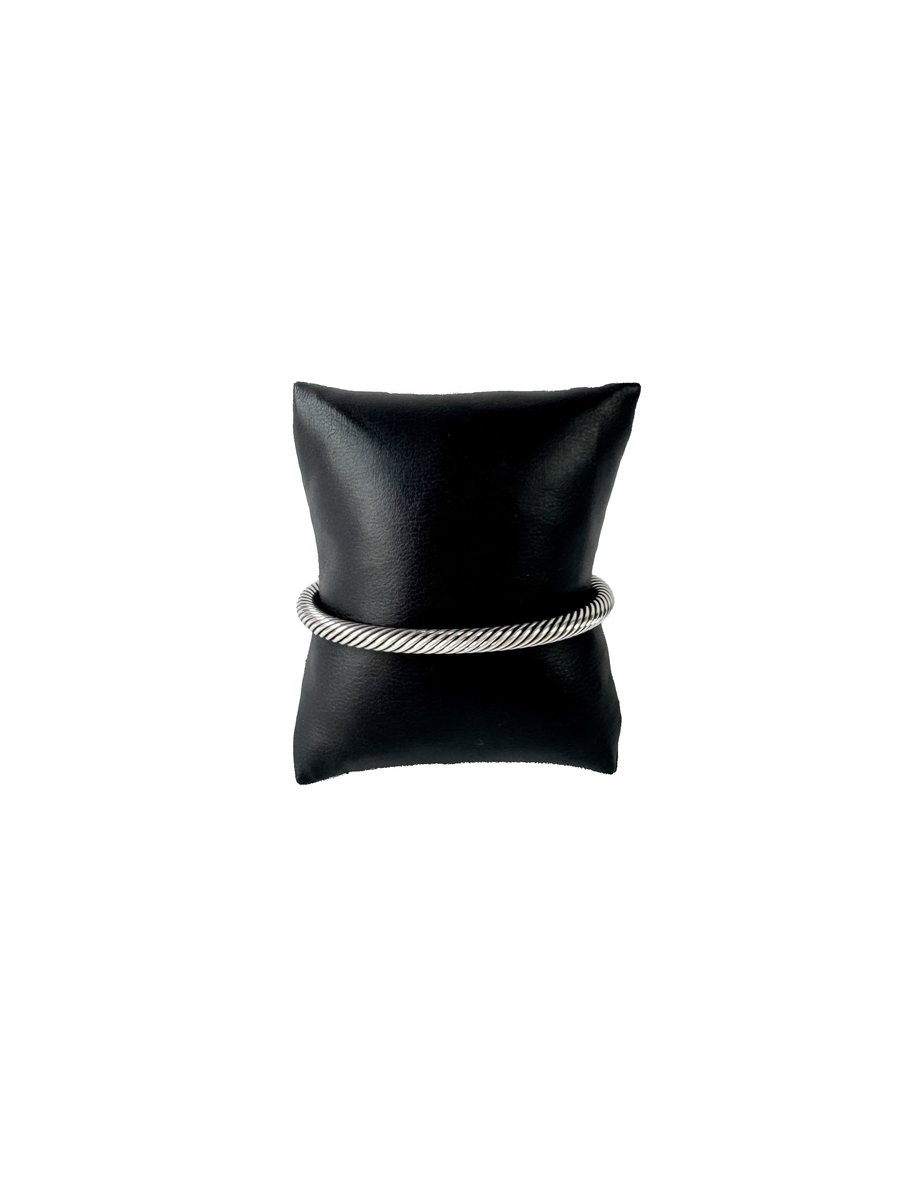 David Yurman sterling silver, blue topaz, diamond 5mm cable classic bracelet