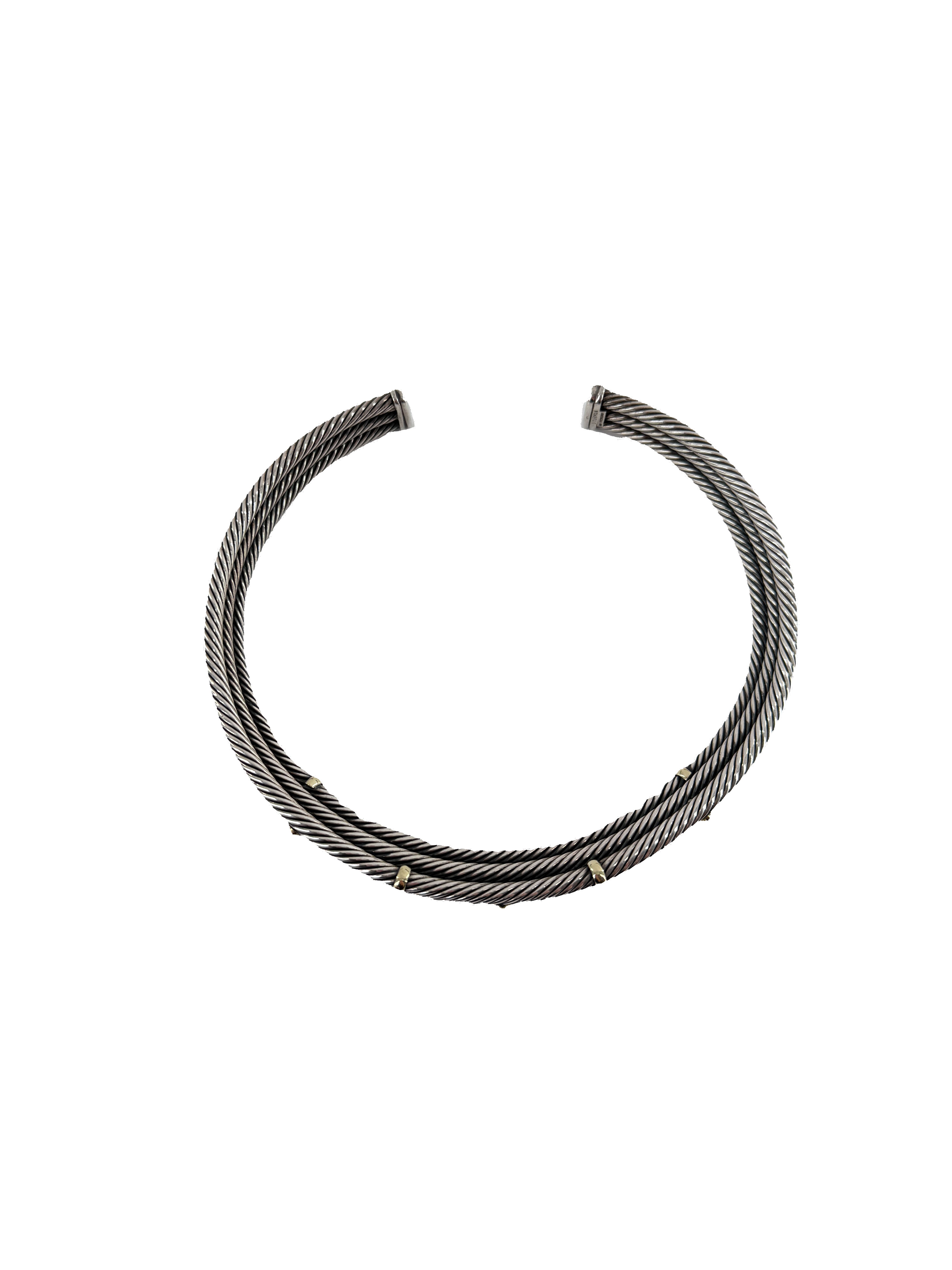 David Yurman sterling silver, yellow gold, gemstone confetti choker necklace