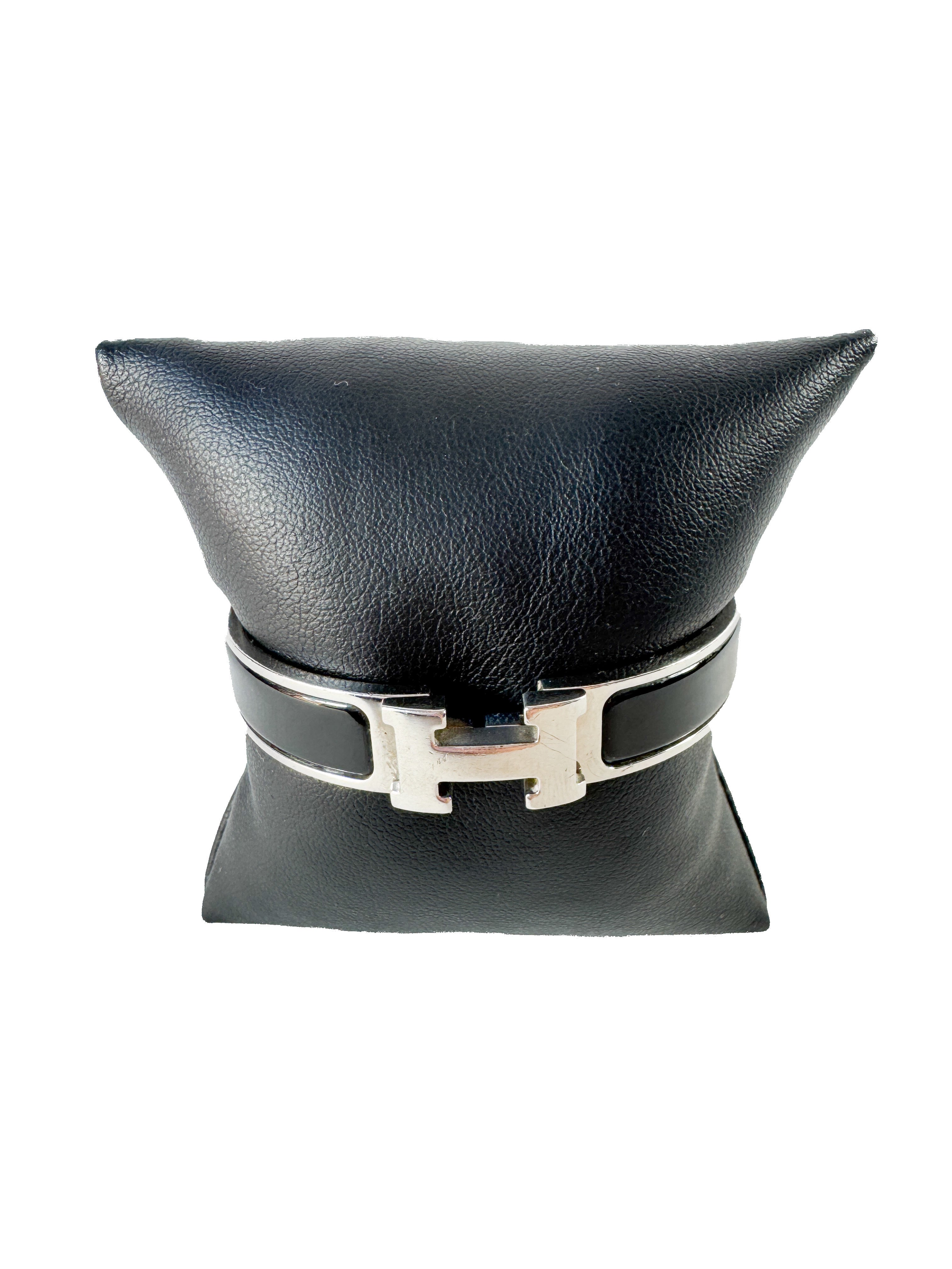 Hermès black & silver Clic H bracelet PM