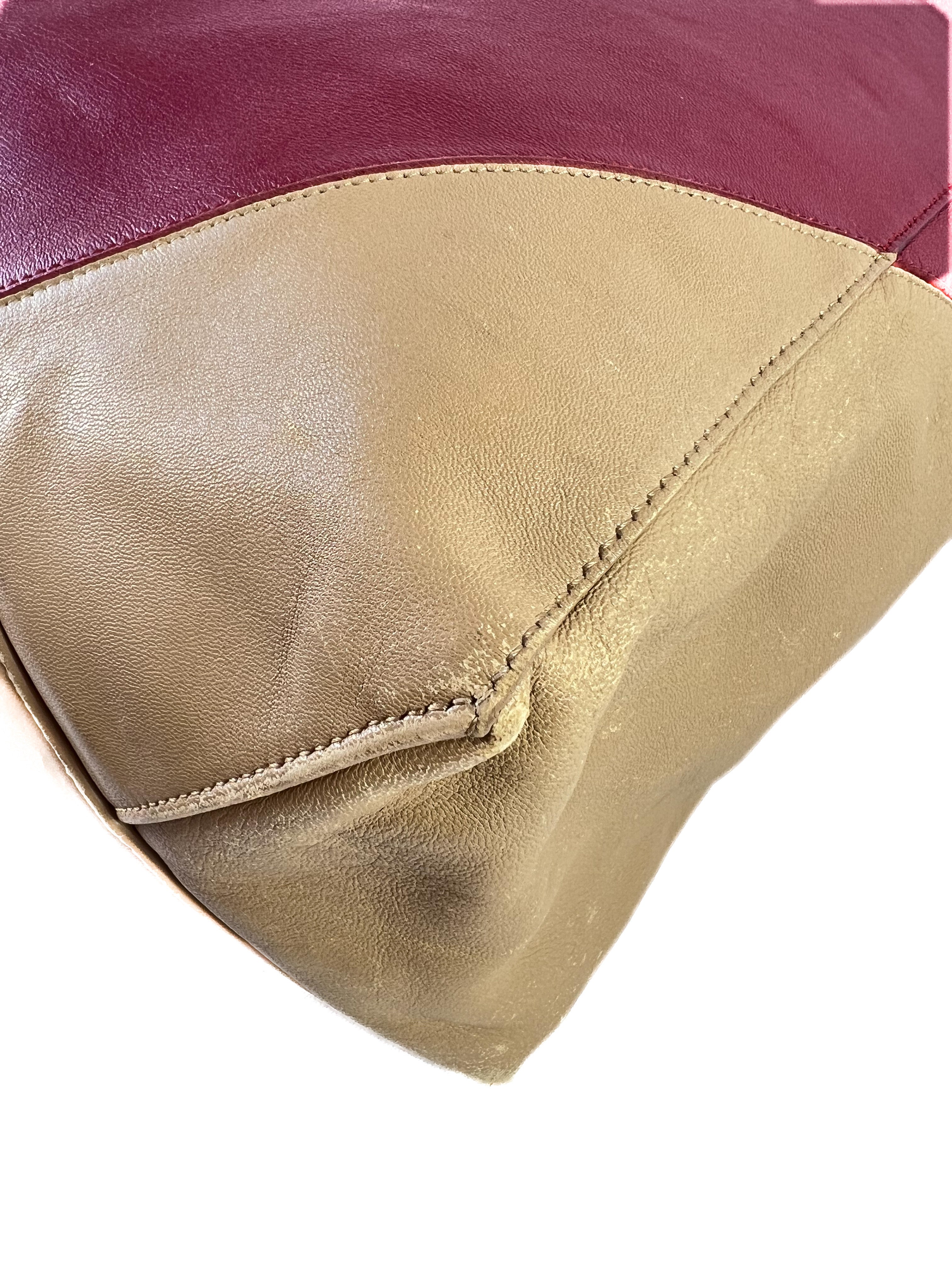 Celine Cabas vertical red/beige leather tote FGA0153