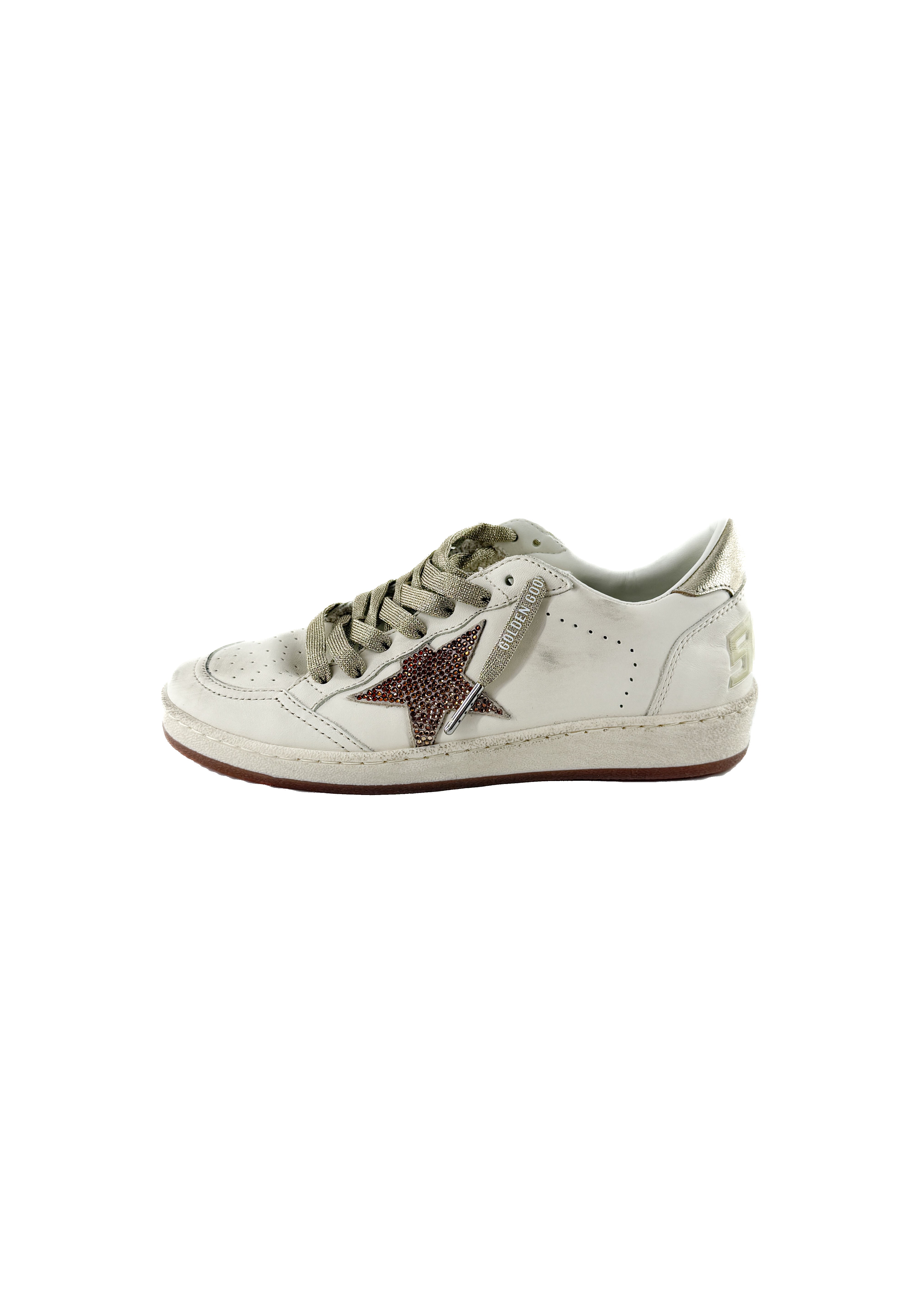 Golden Goose white, bronze Ball Star distressed sneakers size 36 NEW