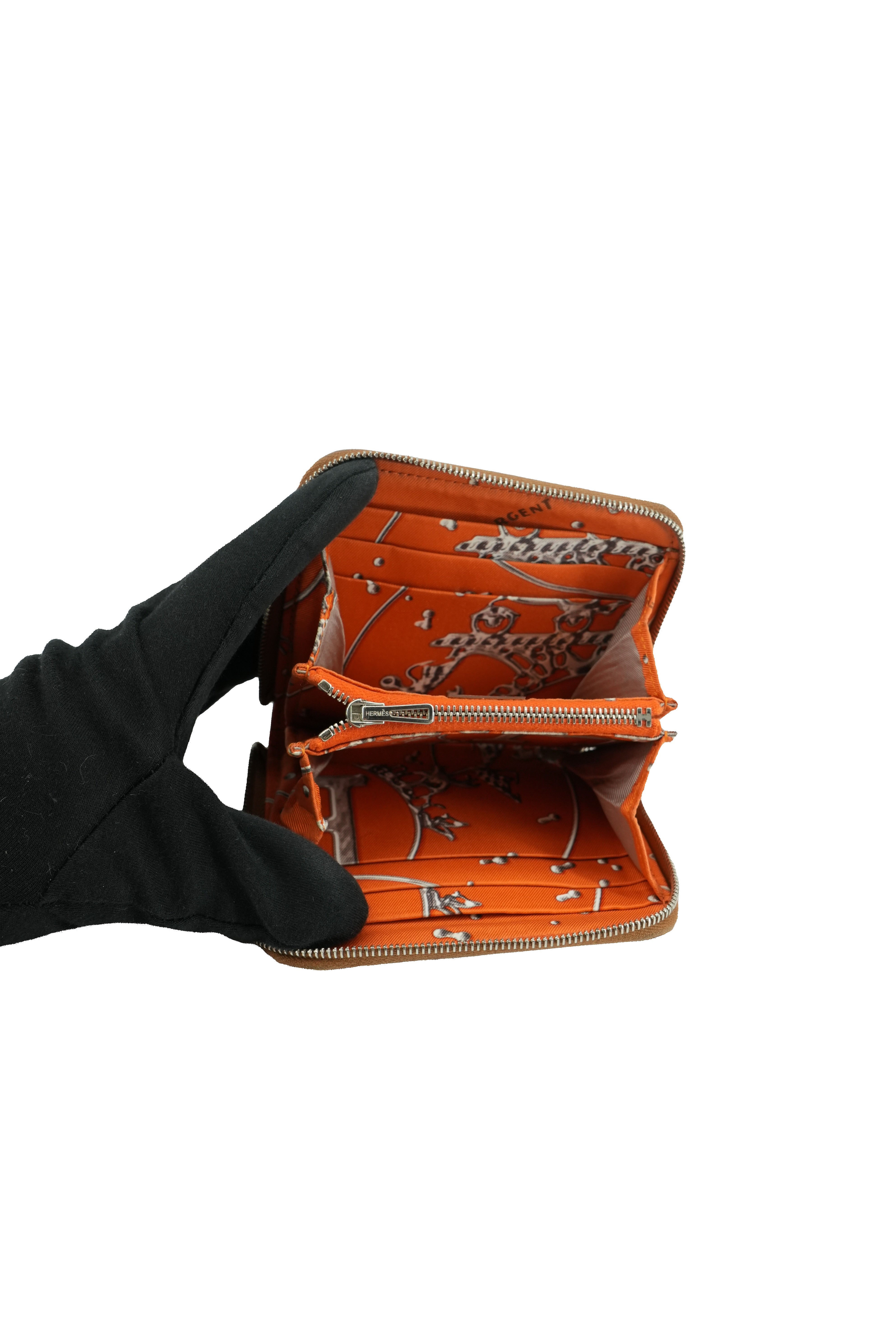 Hermès brown epsom Silkin' Compact wallet Square O
