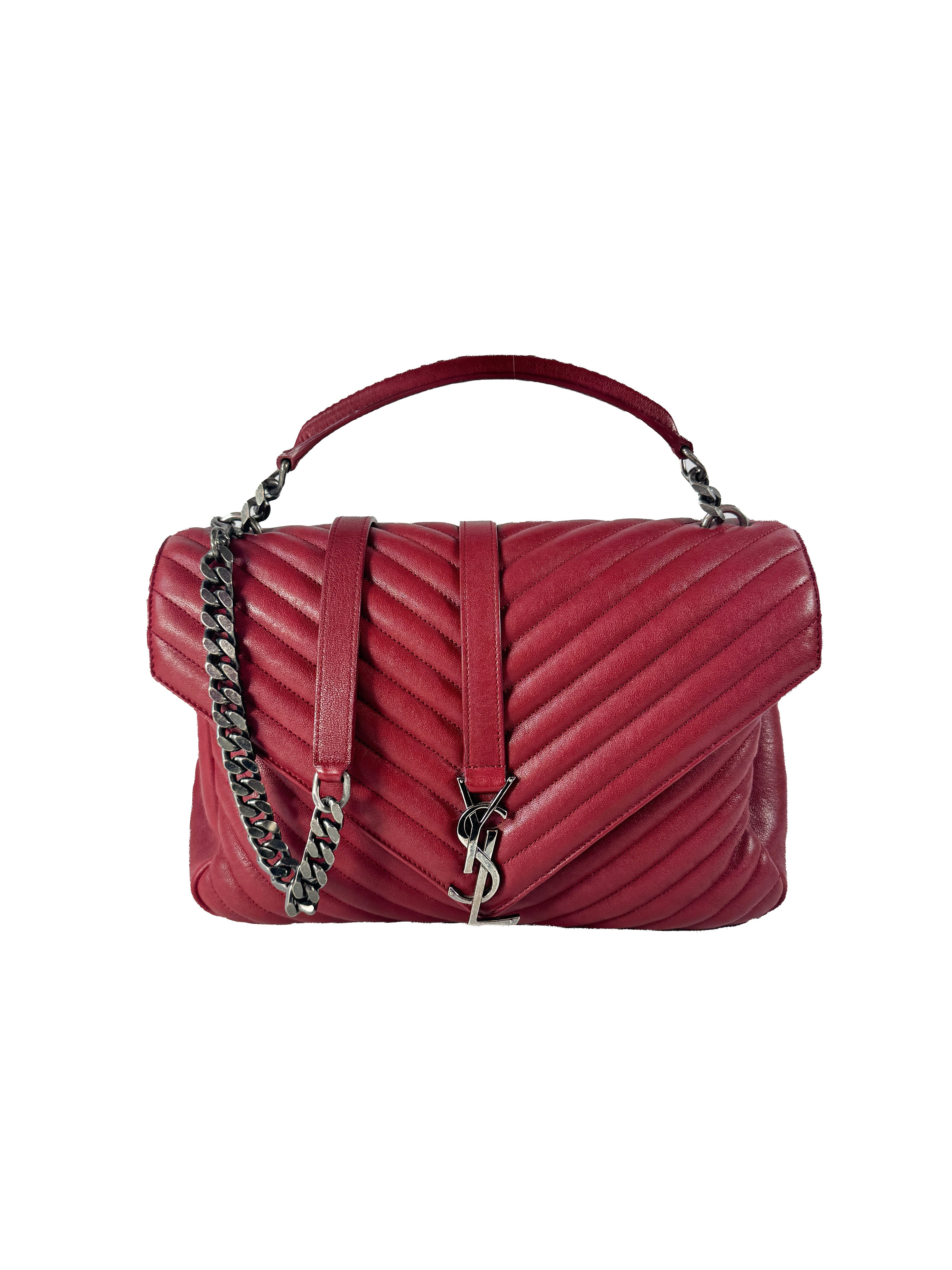 Saint Laurent red leather large College shoulder bag IDN-392738-0717