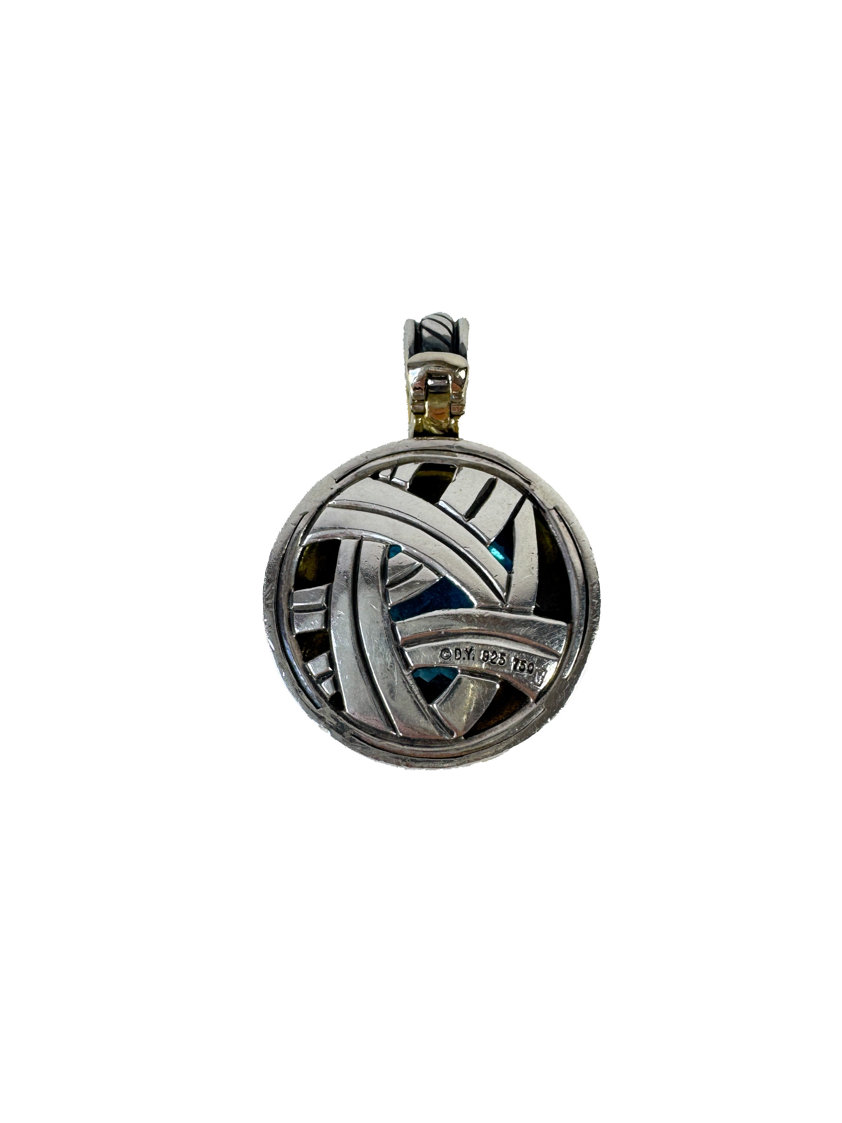 David Yurman Albion Blue Topaz Pendant in sterling silver and 18k yellow gold