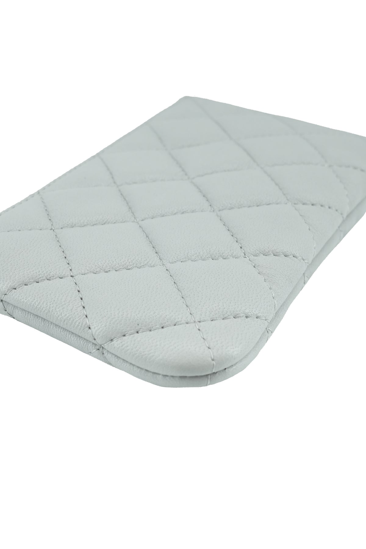 Chanel light gray quilted small cosmetic pouch NEW 29139369