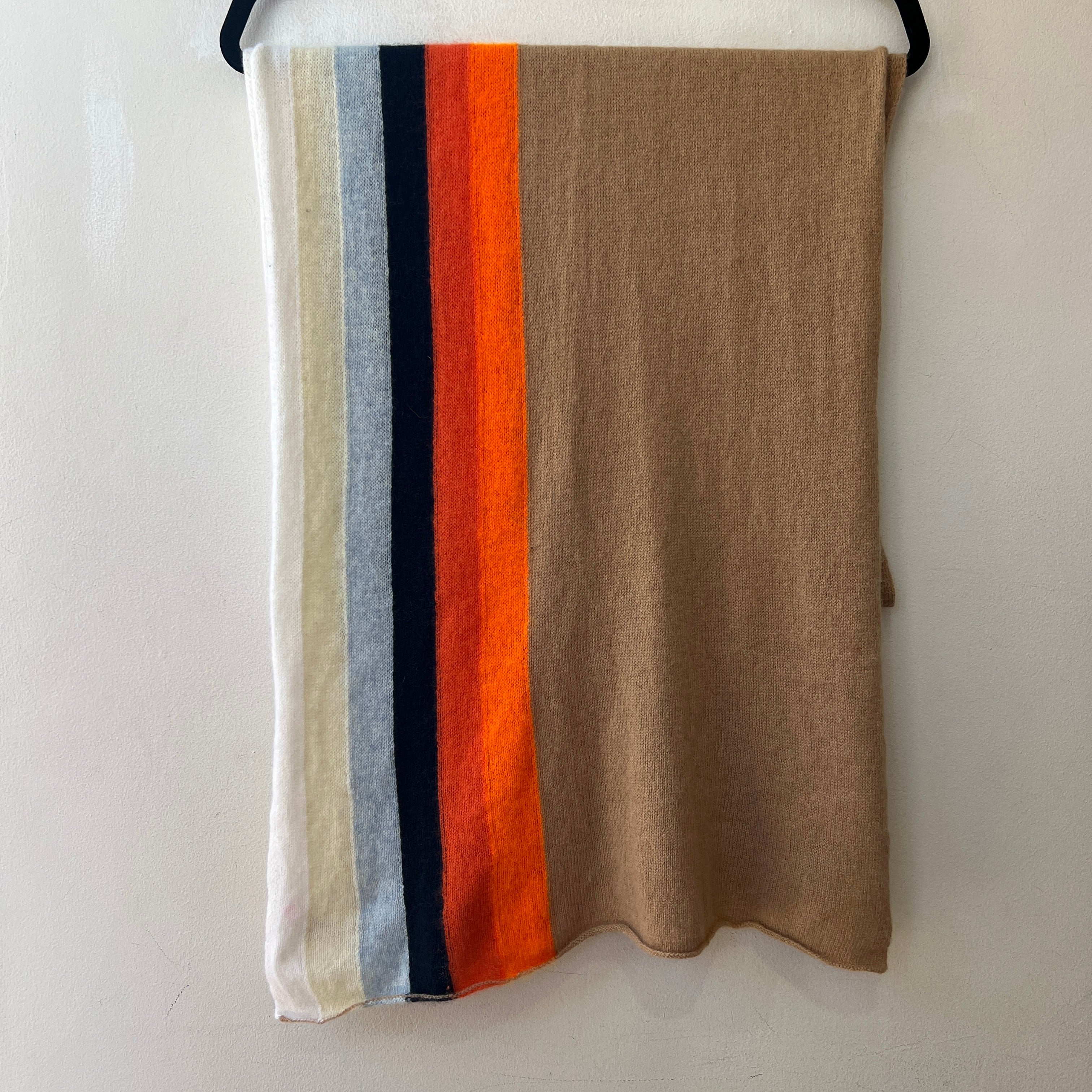 Brodie brown blue pink striped cashmere scarf