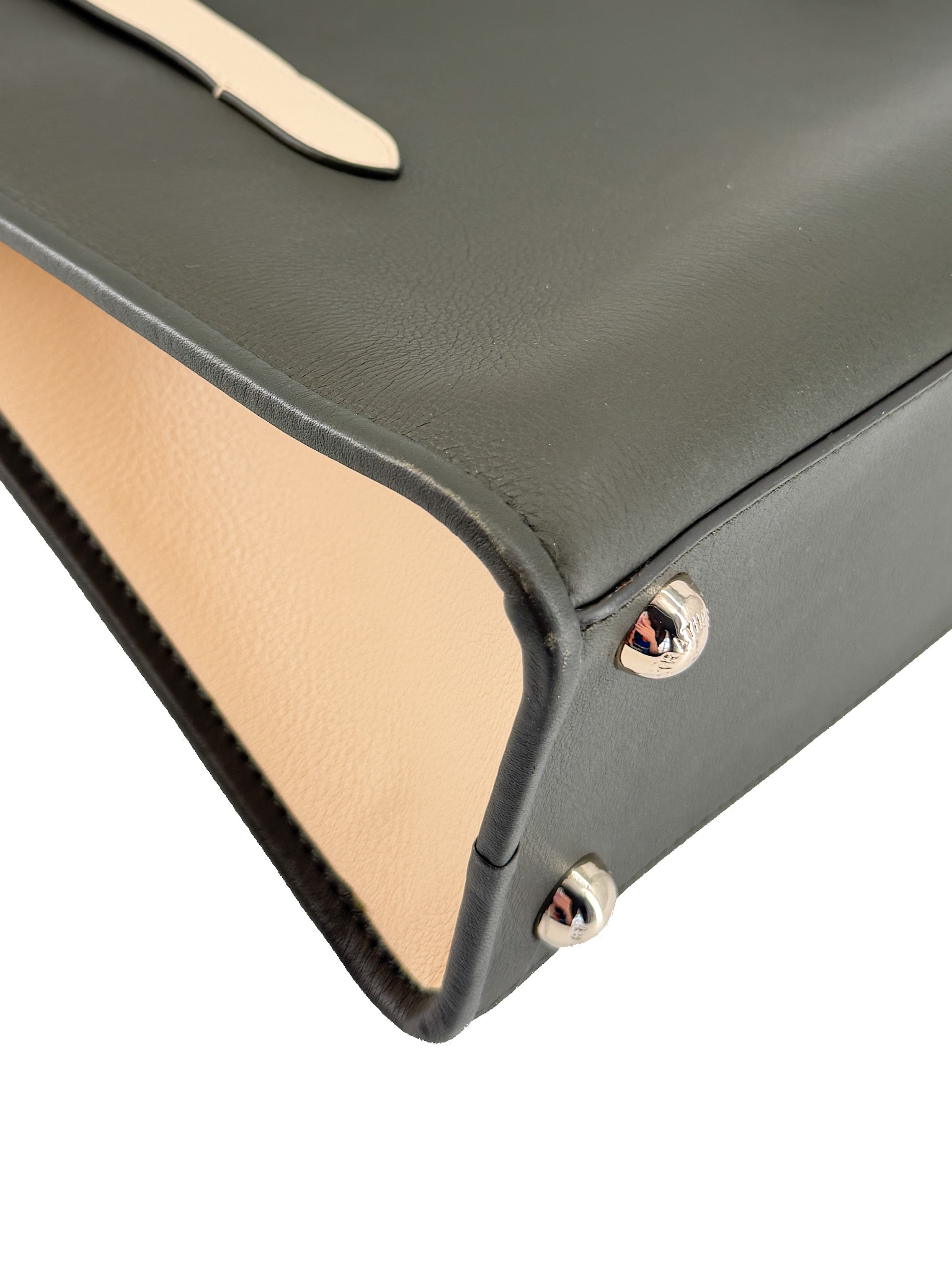 Strathberry olive cream leather Midi tote 071801