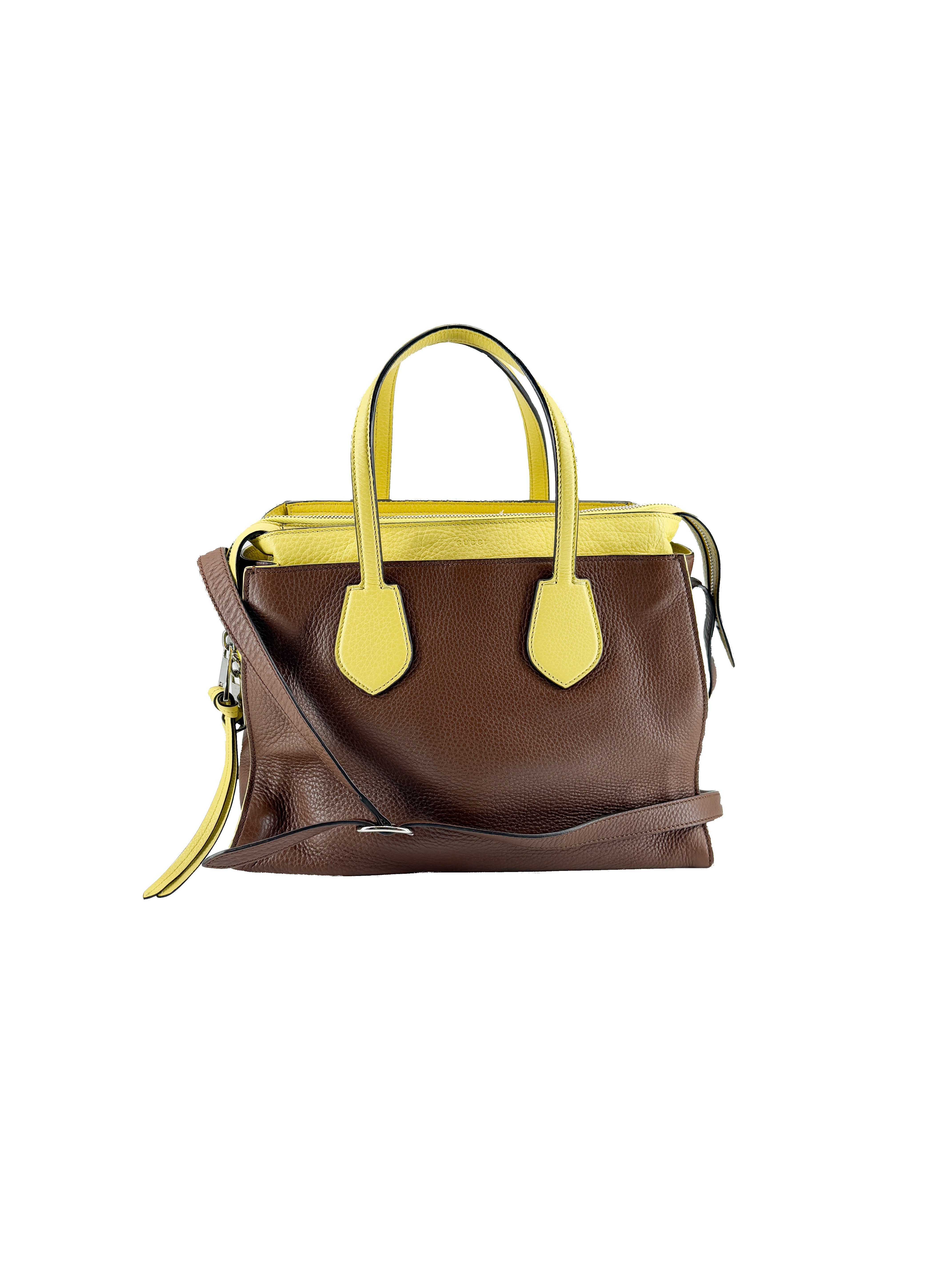 Gucci brown chartreuse Rambler tote 370822-493492