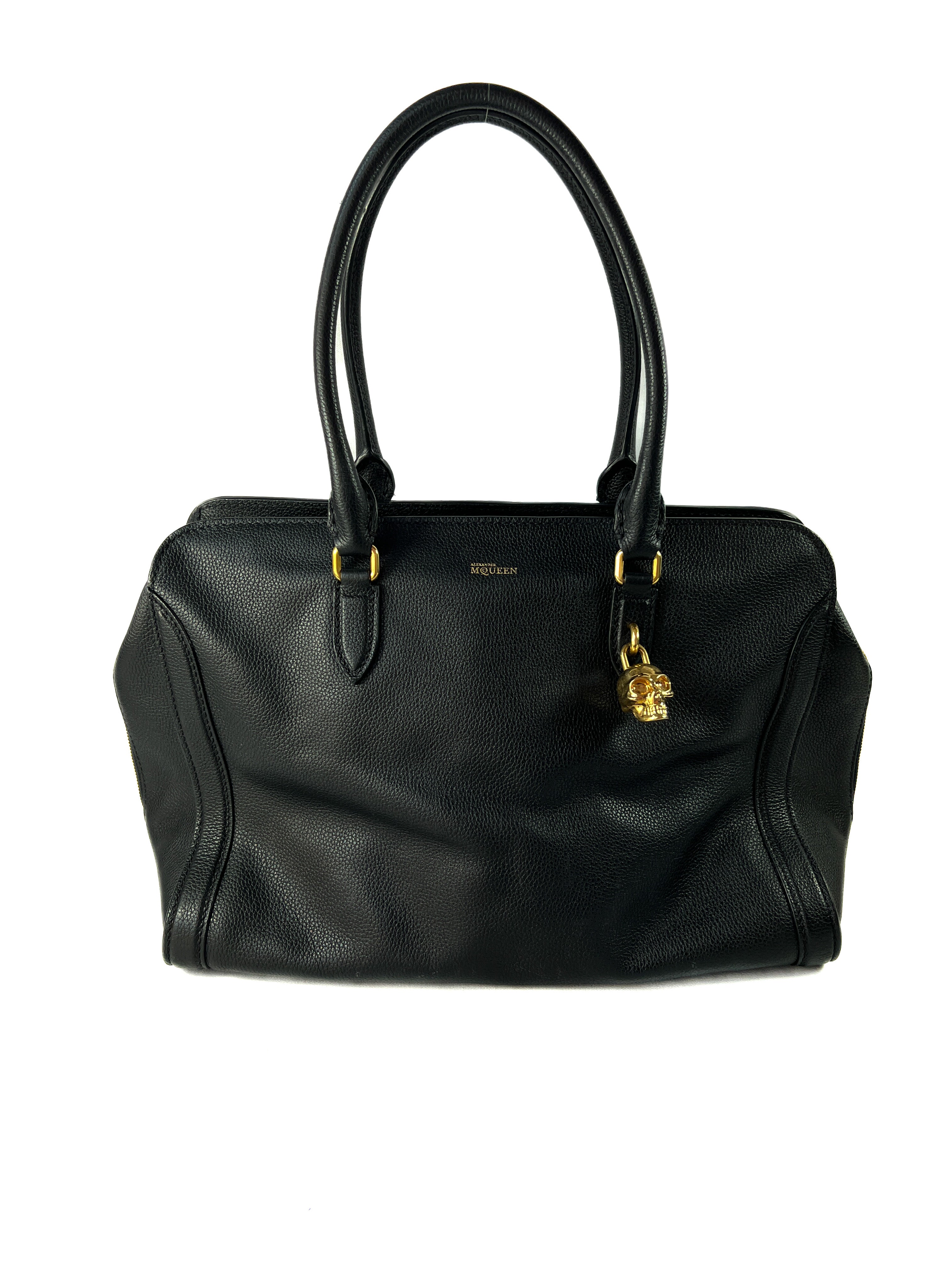 Alexander McQueen black leather Zippe tote