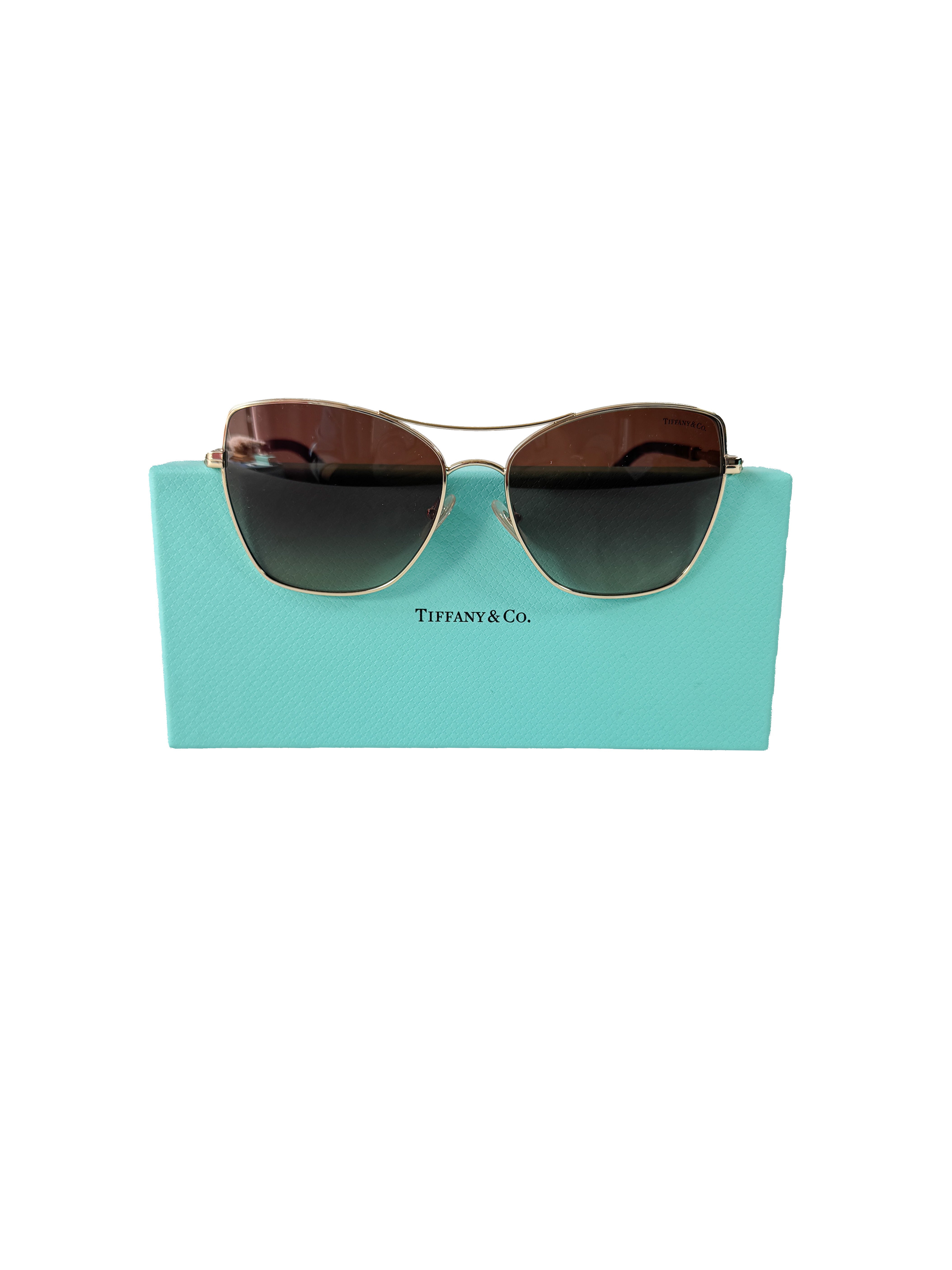 Tiffany & Co tortoise/gold metal frame sunglasses TF3084