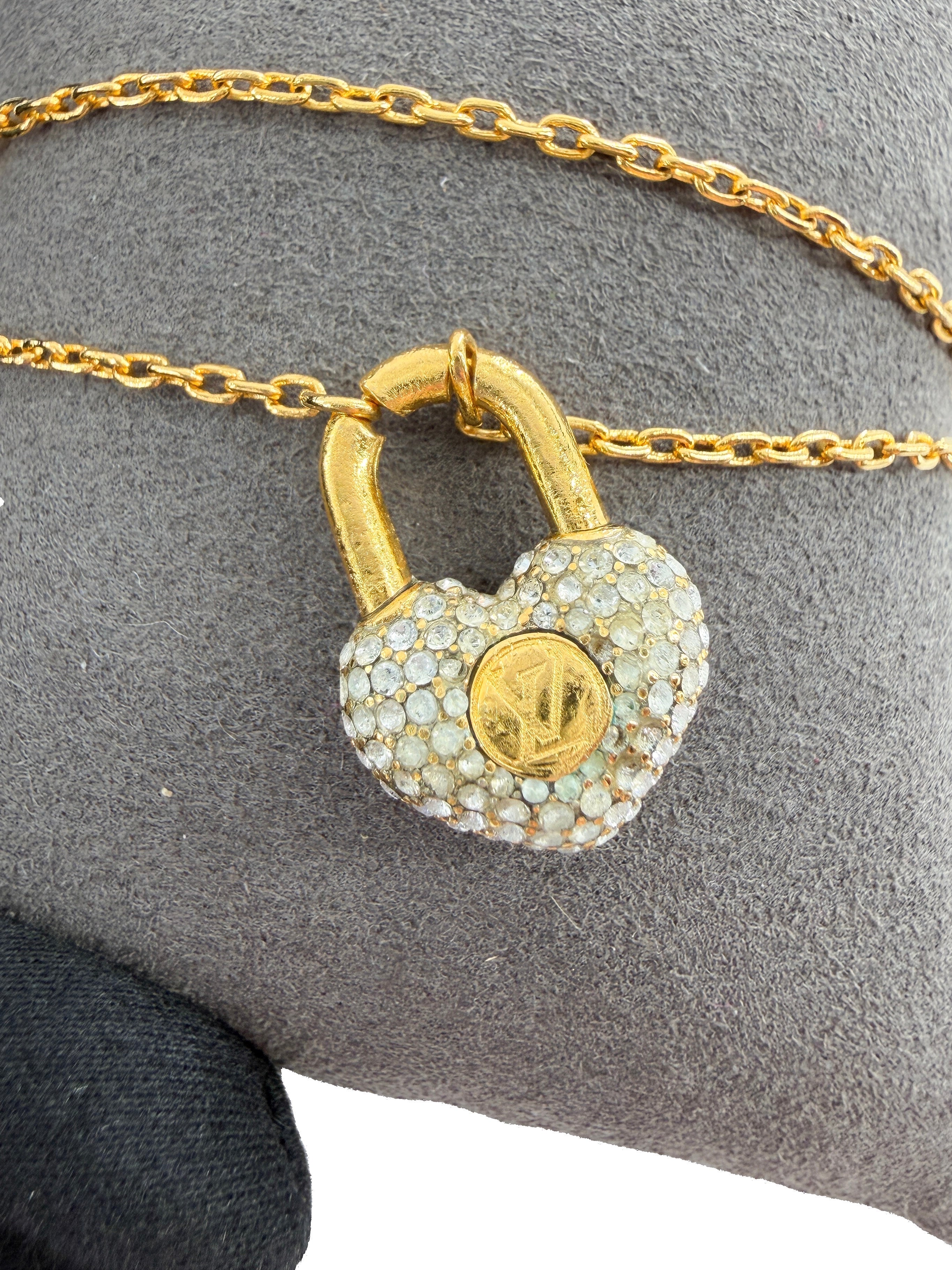 Louis Vuitton gold tone crazy in lock heart bracelet VA1117