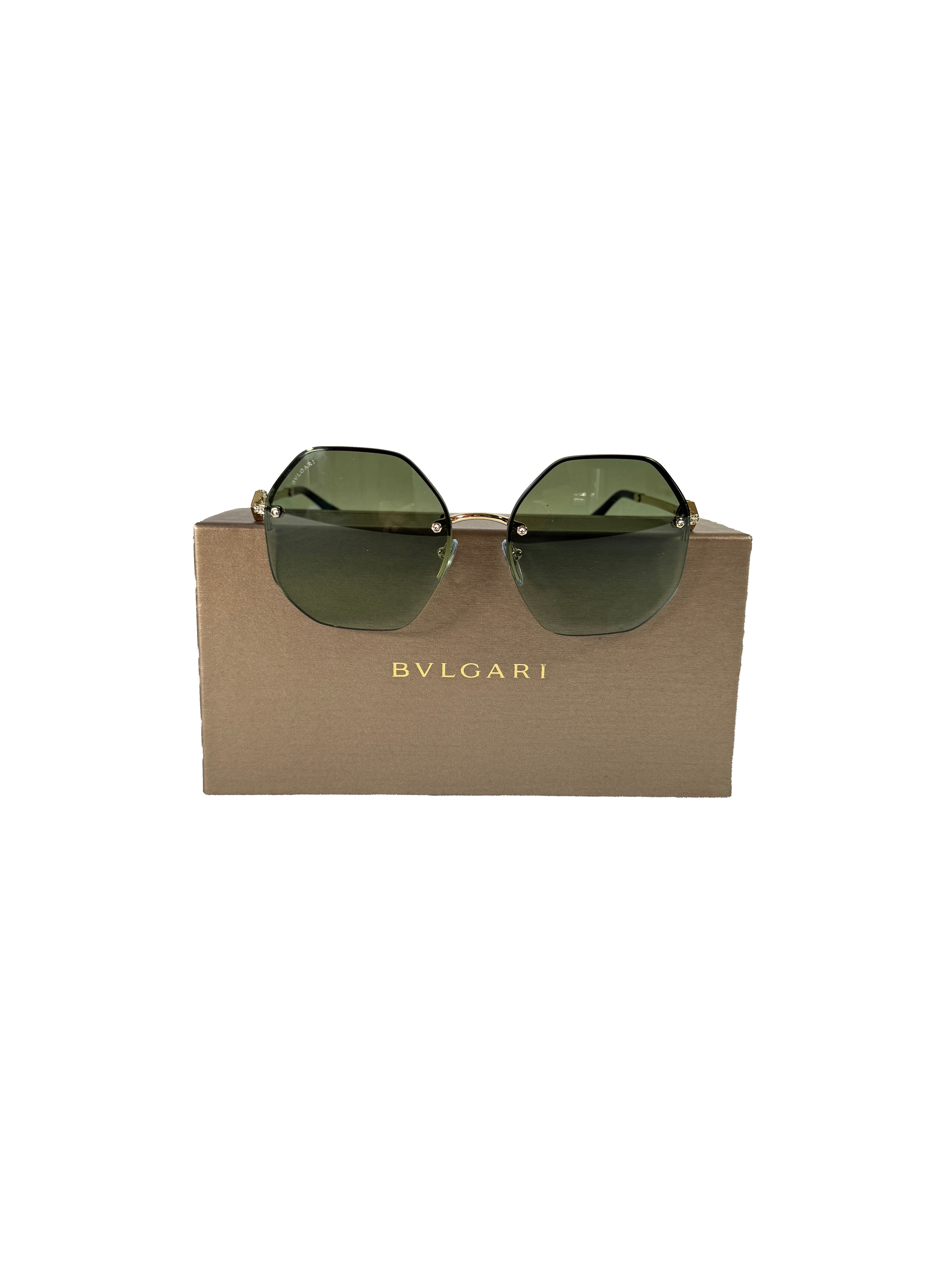 BVLGARI green frameless sunglasses 6122-B BOX/CASE