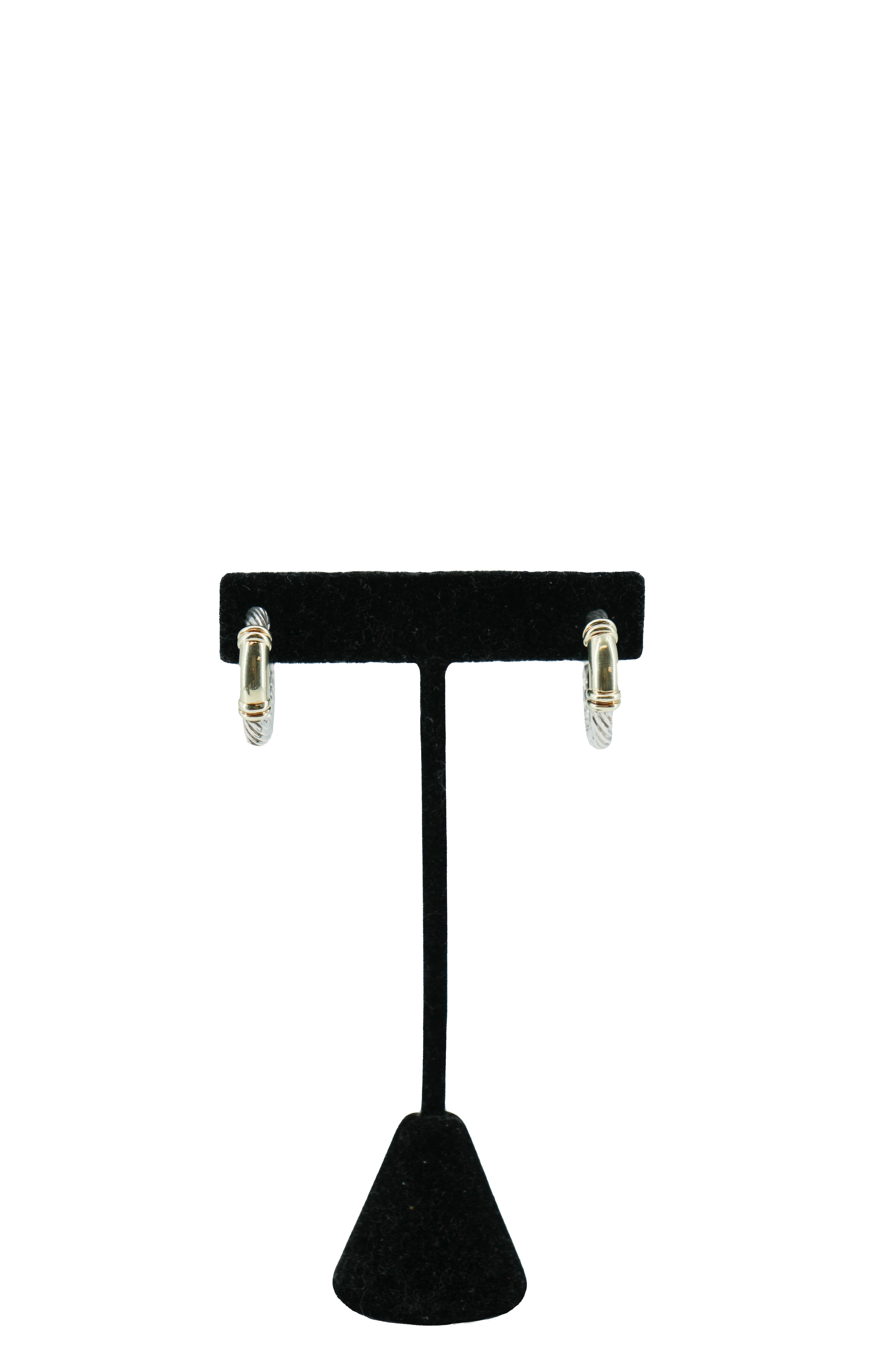 David Yurman sterling silver, yellow gold Metro cable earrings