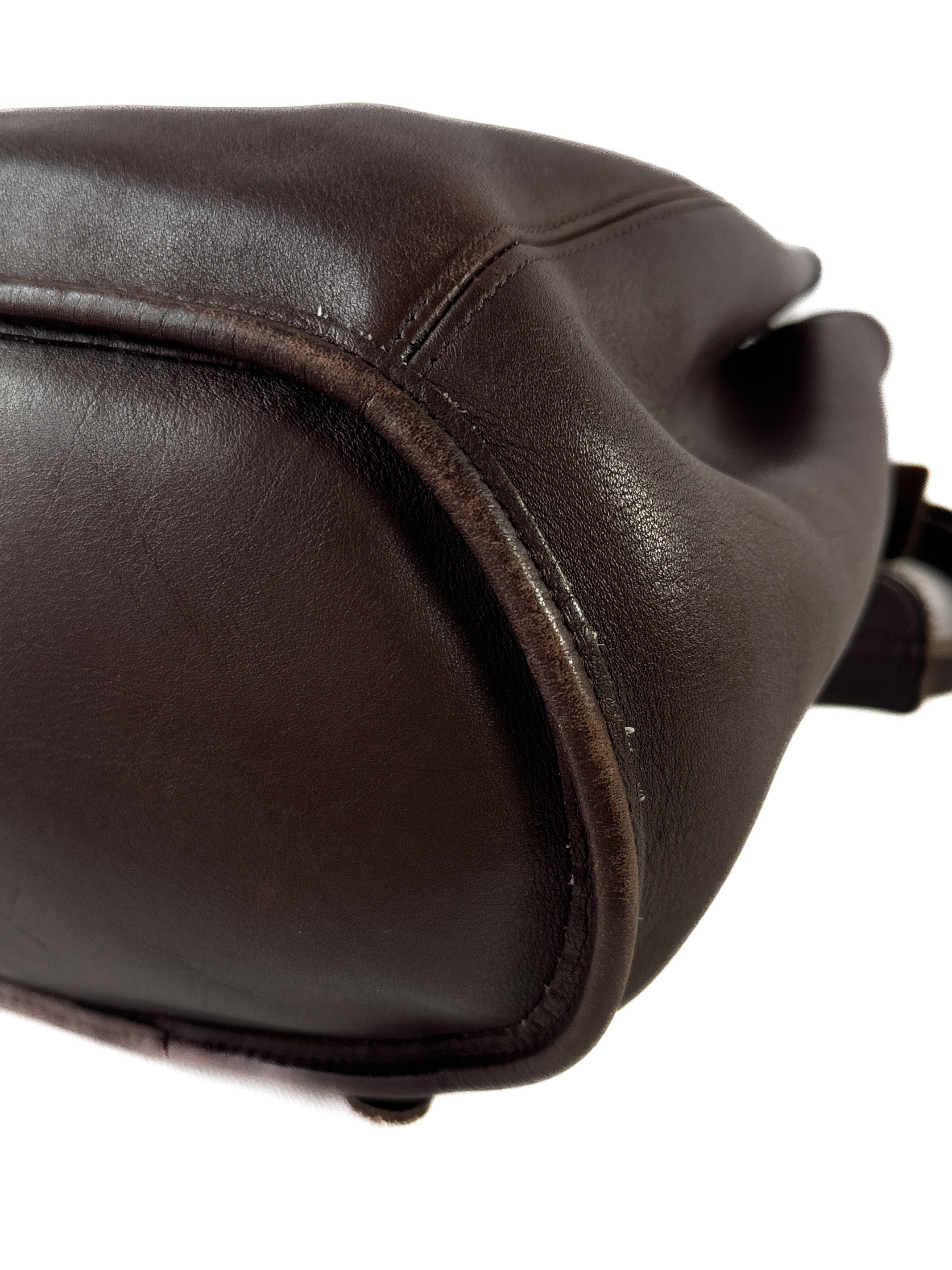 Coach dark brown leather drawstring backpack vintage 1996