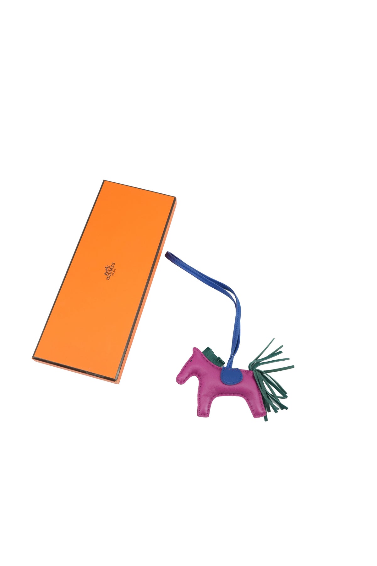 Hermès Grigri Rodeo Bag Charm PM A Rose Pourpre/Bleu Electrique/Malachite