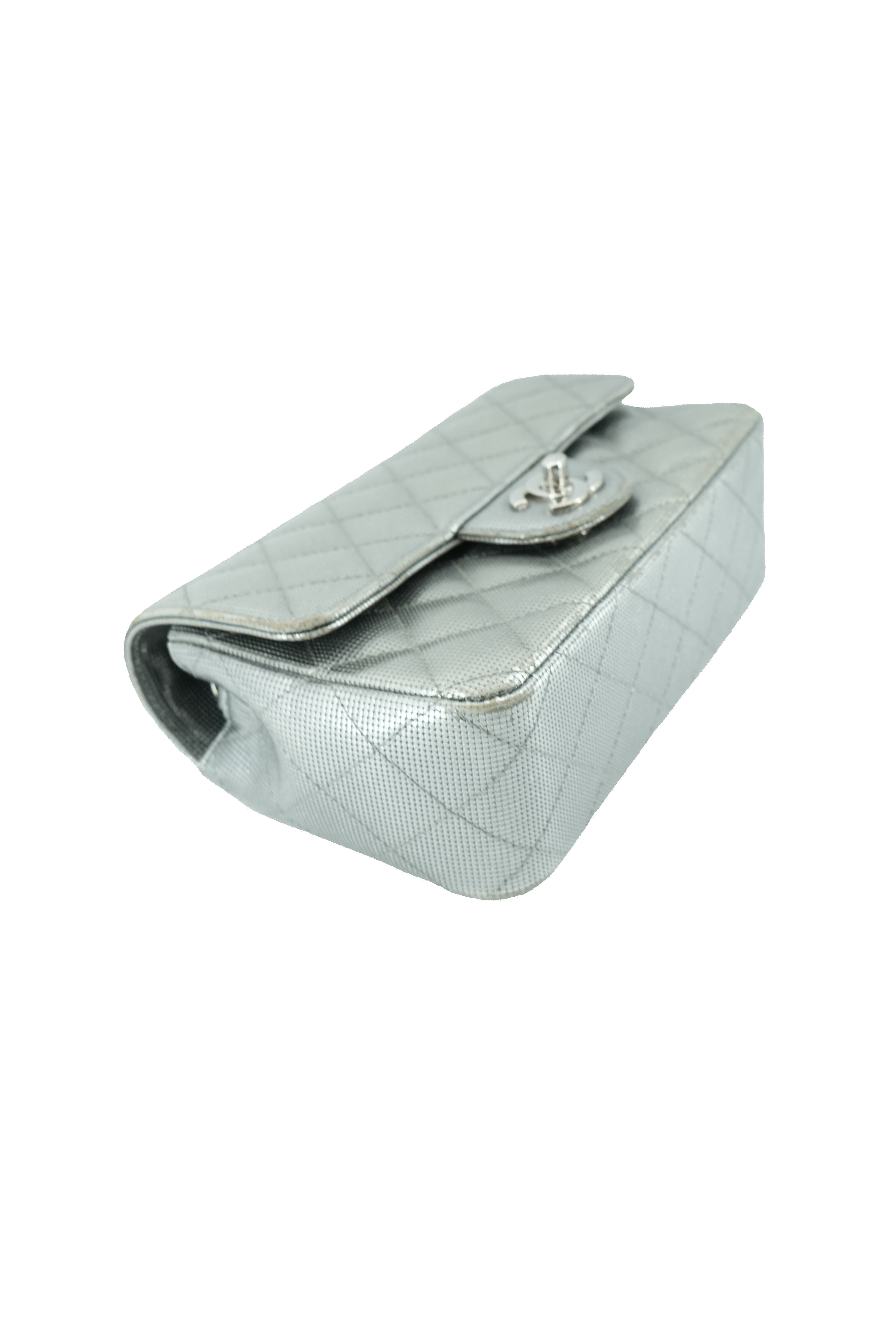 Chanel silver metallic pixel effect mini flap 21996688