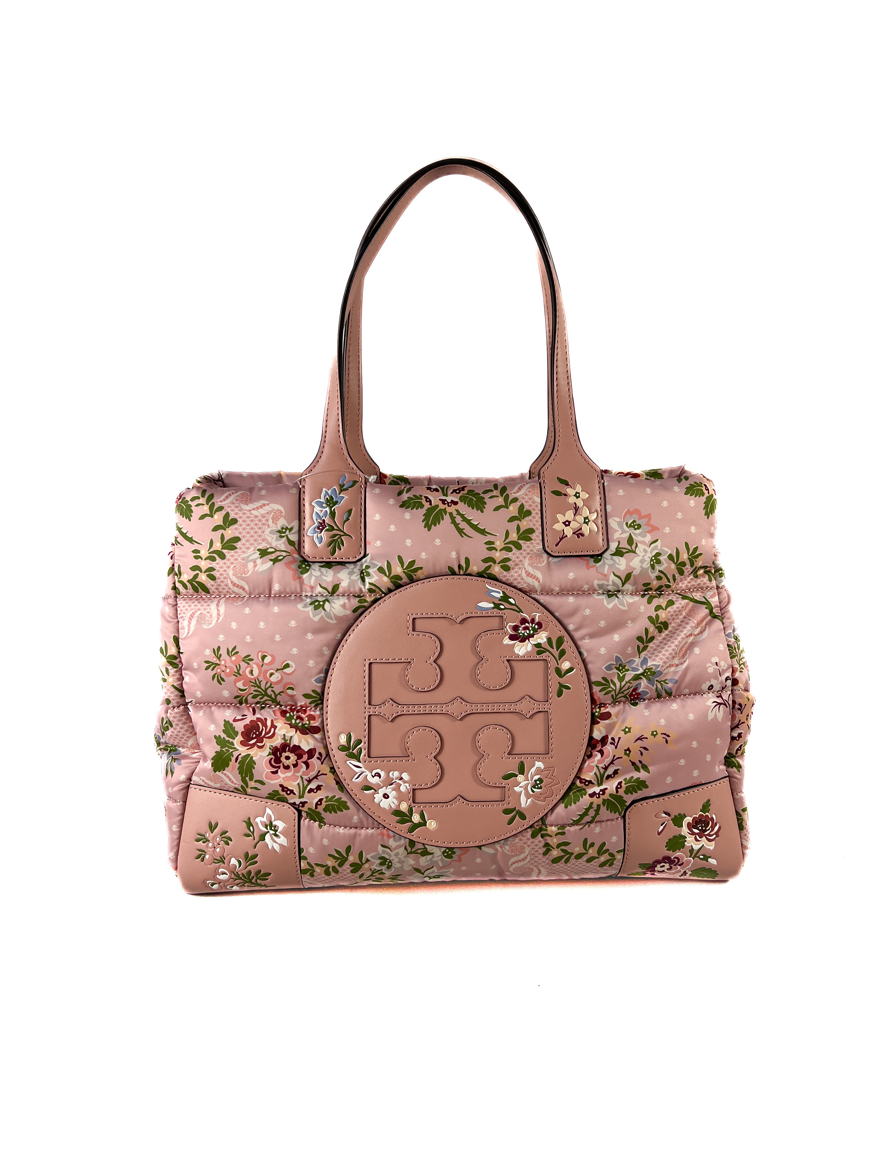 Tory Burch pink brocade mini puffer tote retail $378