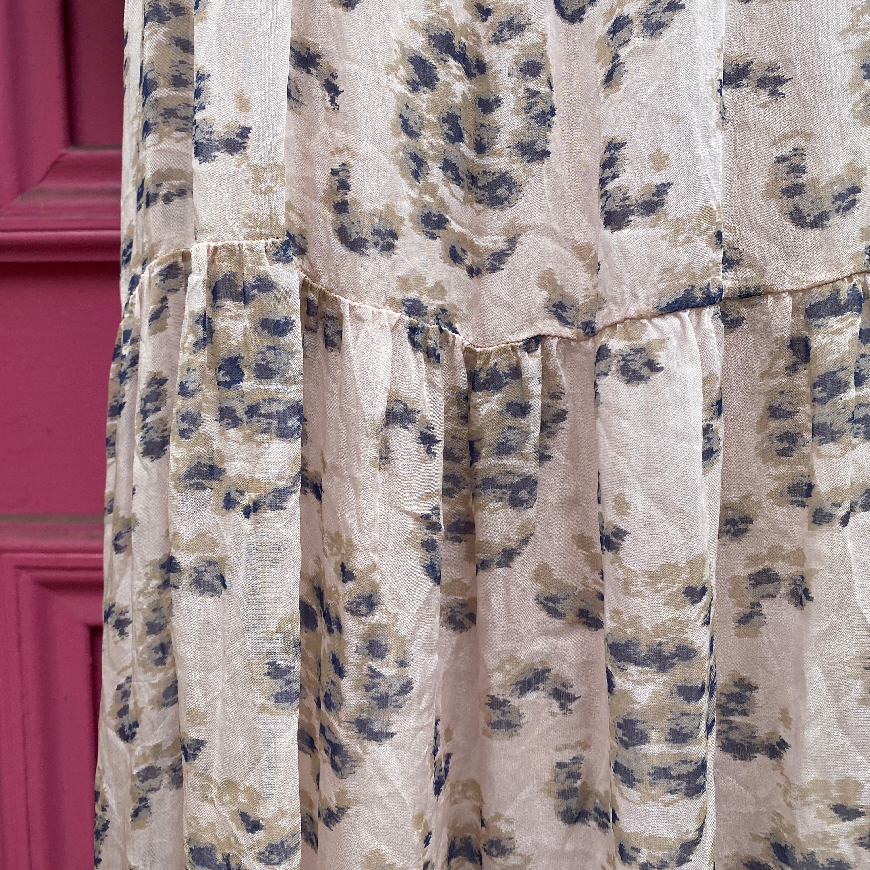 Elena Baldi pink navy brown print tank dress size M