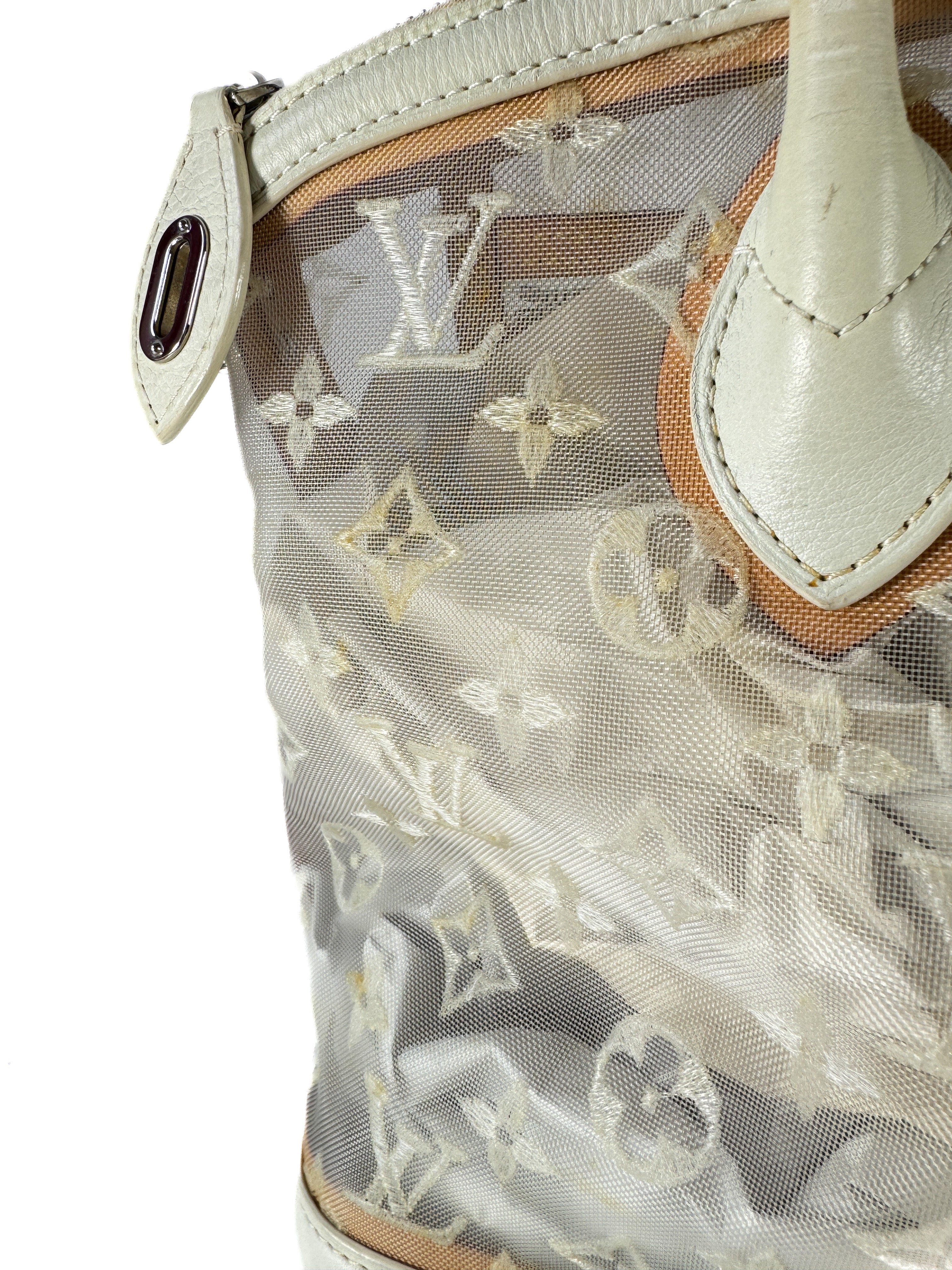 Louis Vuitton white leather mesh Lockit FO0162