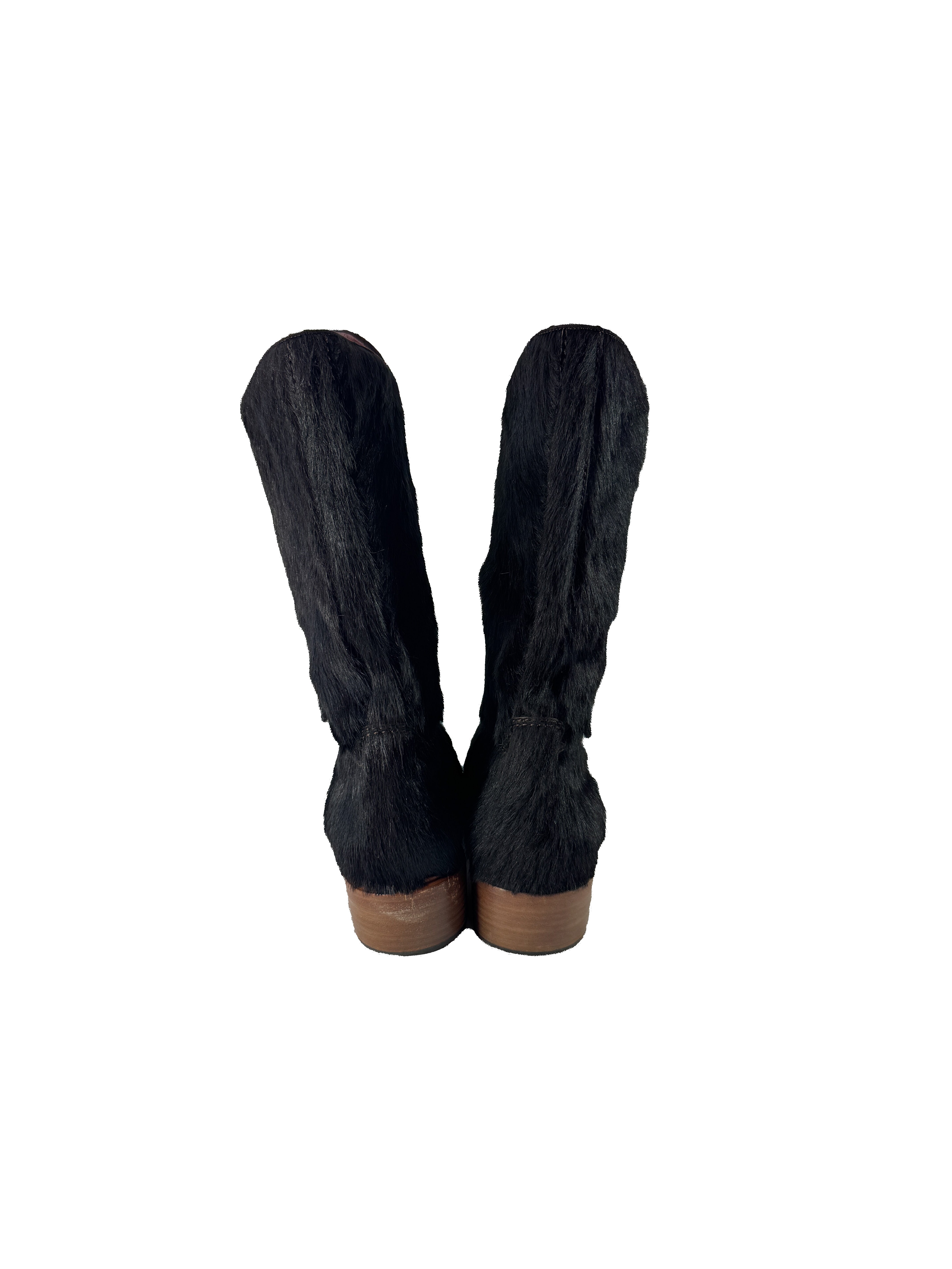 Chanel brown pony hair CC cowboy boots size 39 K C36250