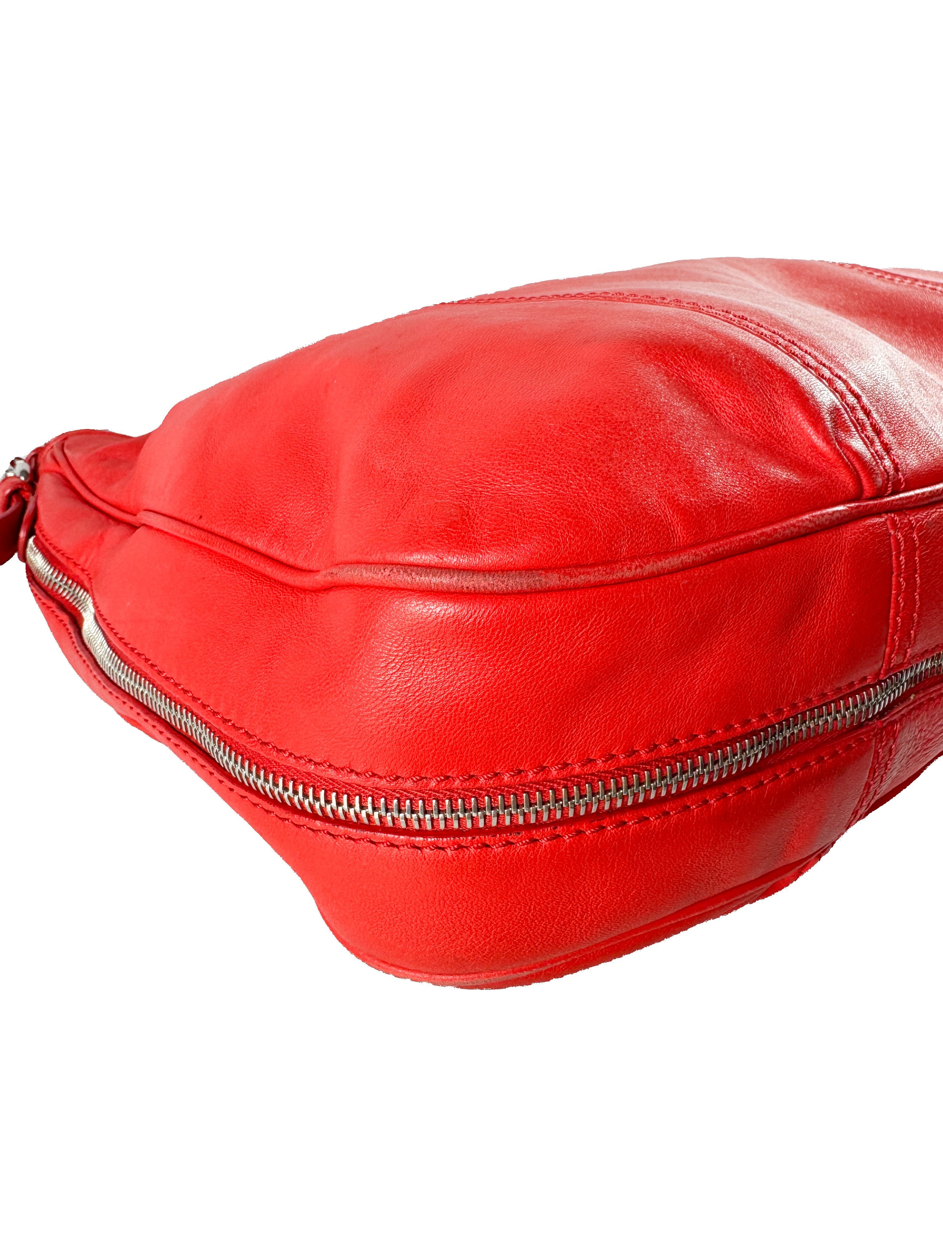 Versace red leather shoulder bag