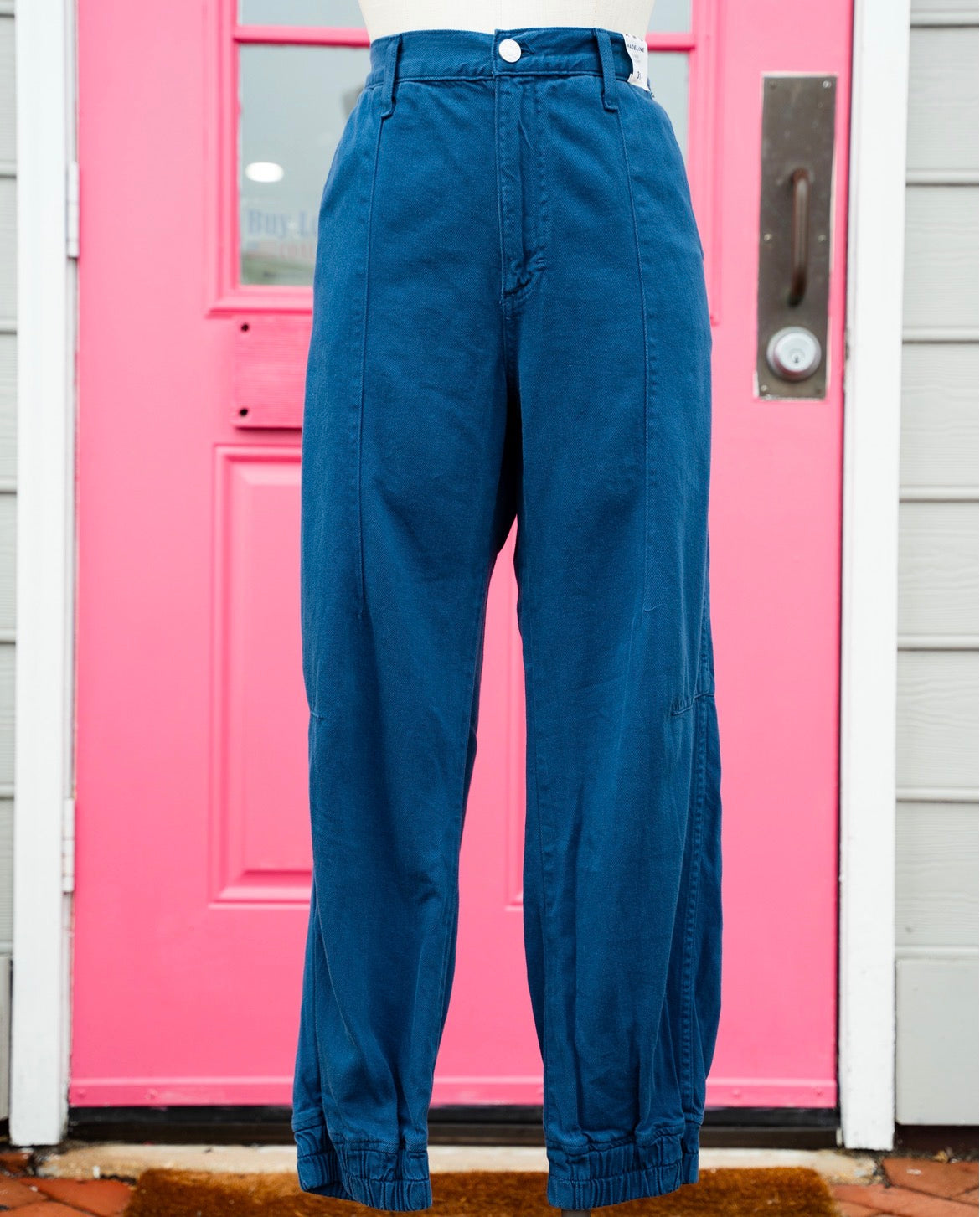 AMO blue Madeline mid rise pants size 12 NWT