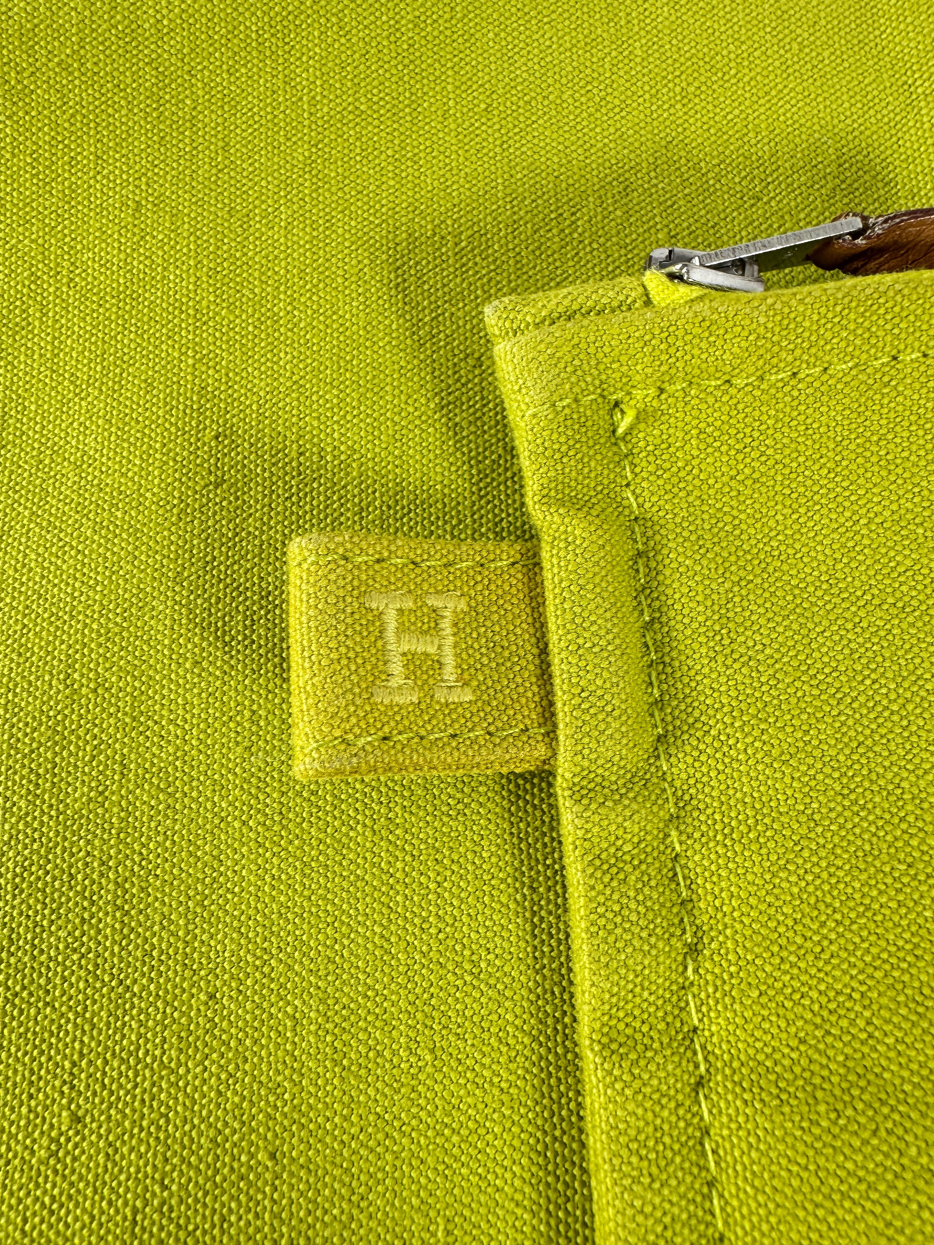 Hermès lime green Bora Bora travel pouch set