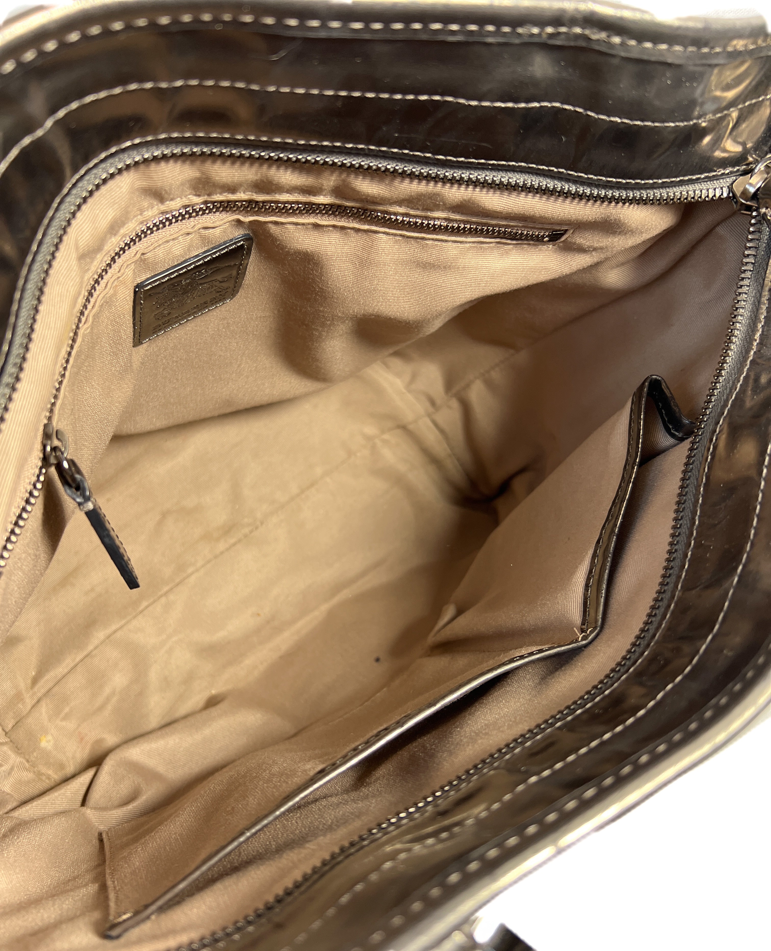 Burberry plaid silver metallic tote **AS IS**