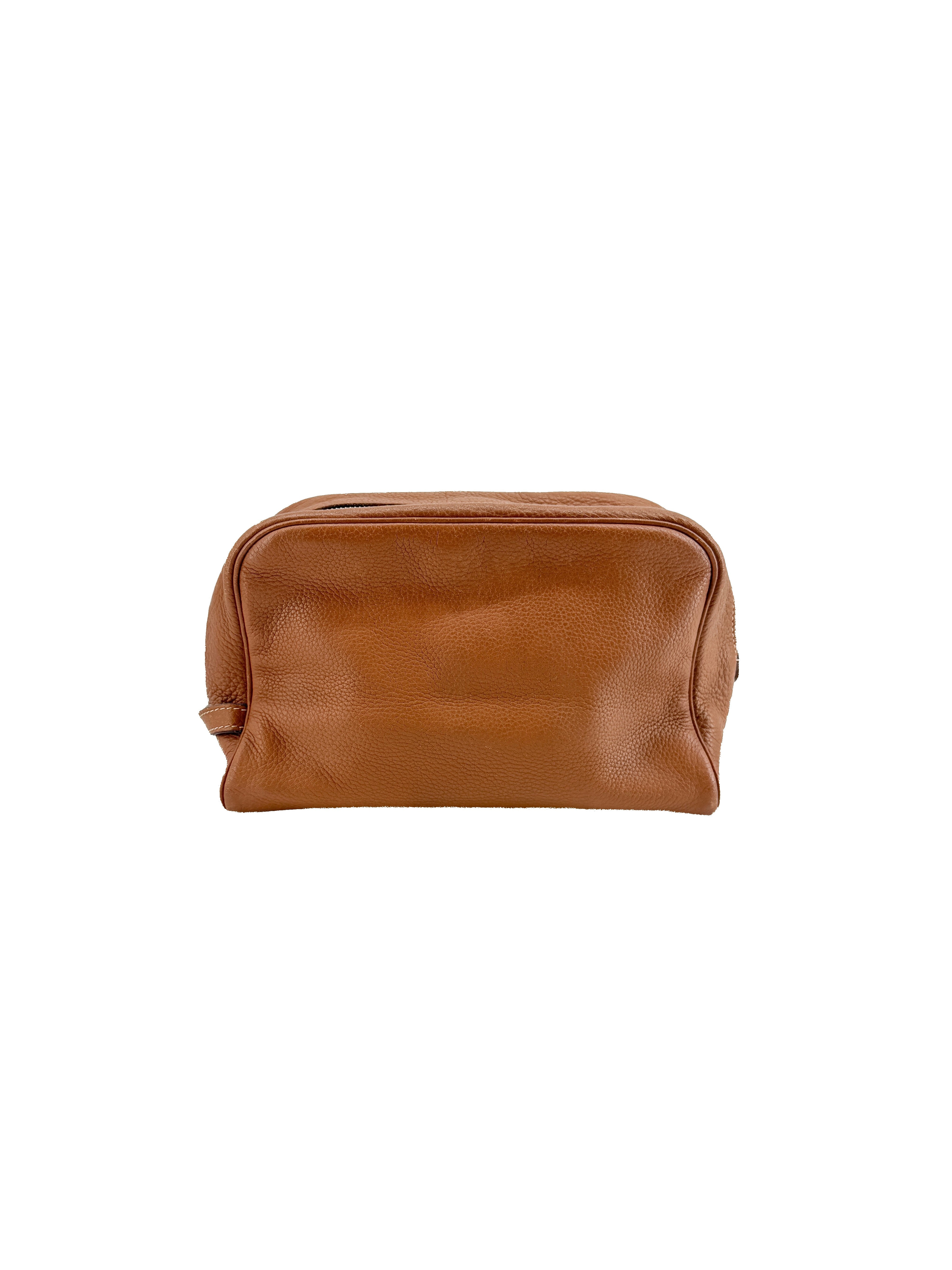 Hermès brown leather Victoria pouch square L