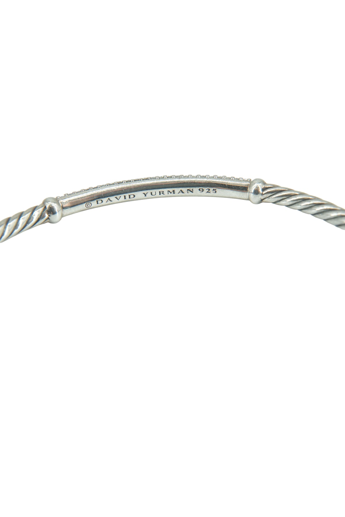 David Yurman sterling silver diamond Petite Metro bar hinged bangle