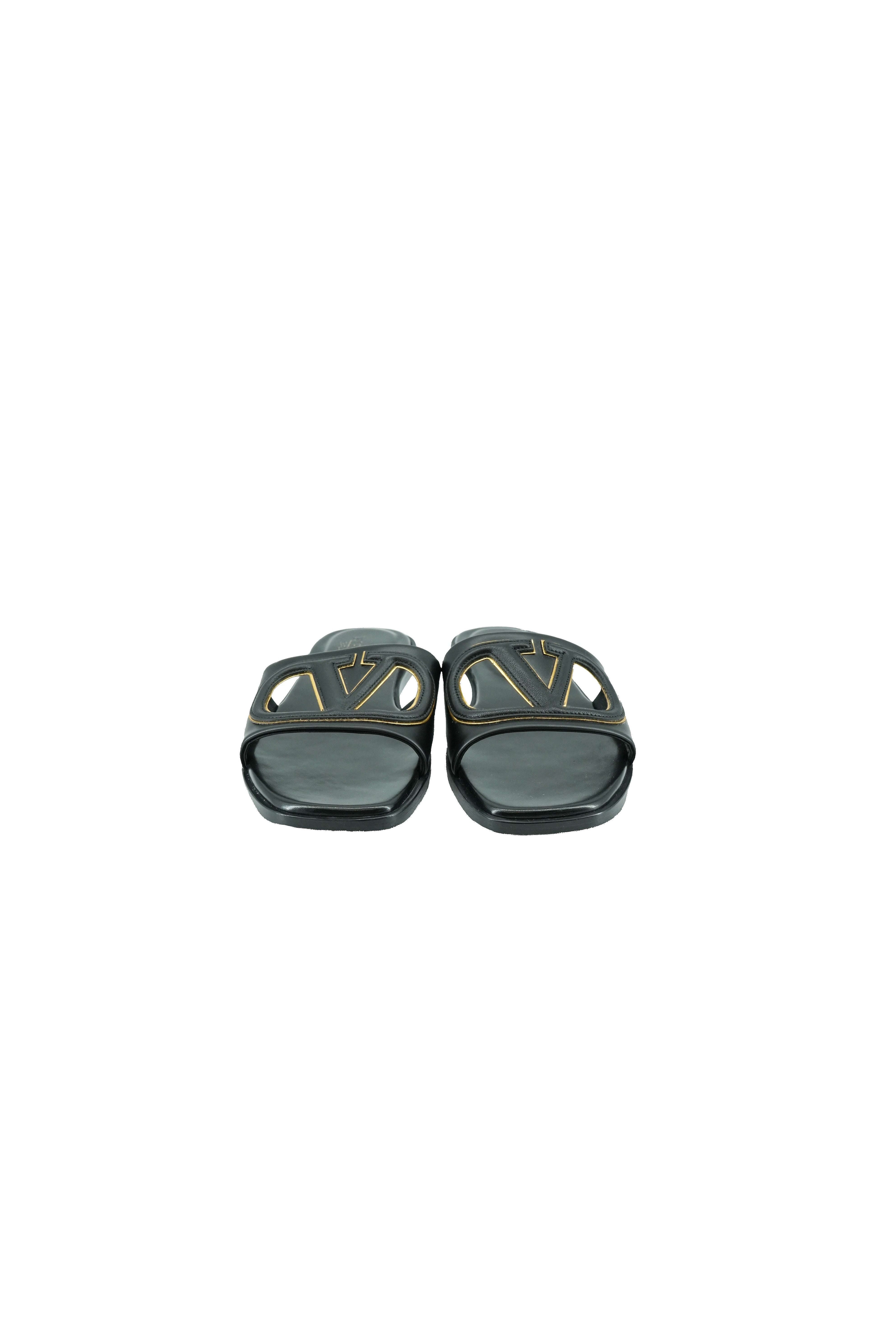 Valentino Garavani black VLogo cutout slides size 37
