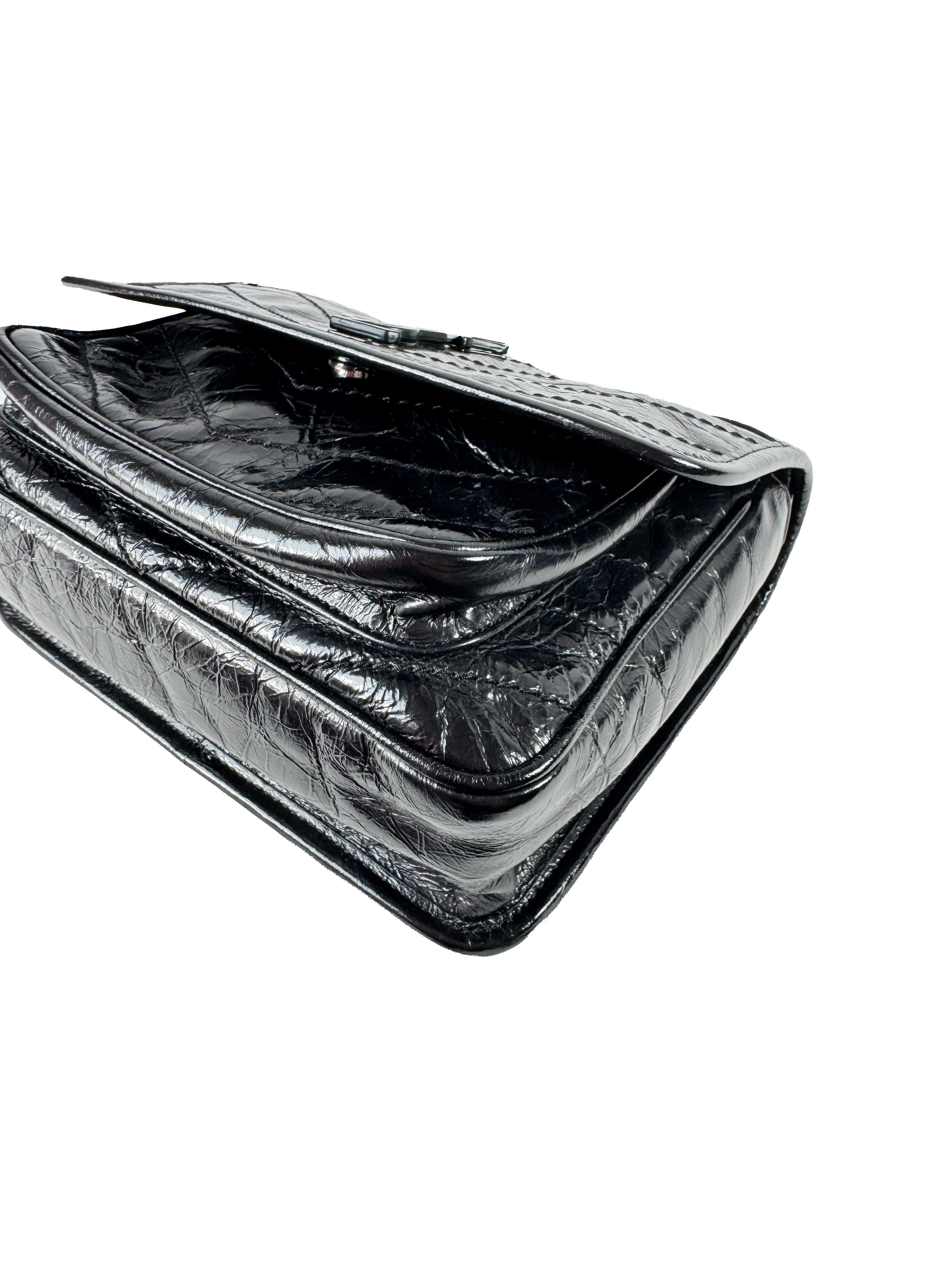 Saint Laurent black crinkled leather Niki MAL633160-0722