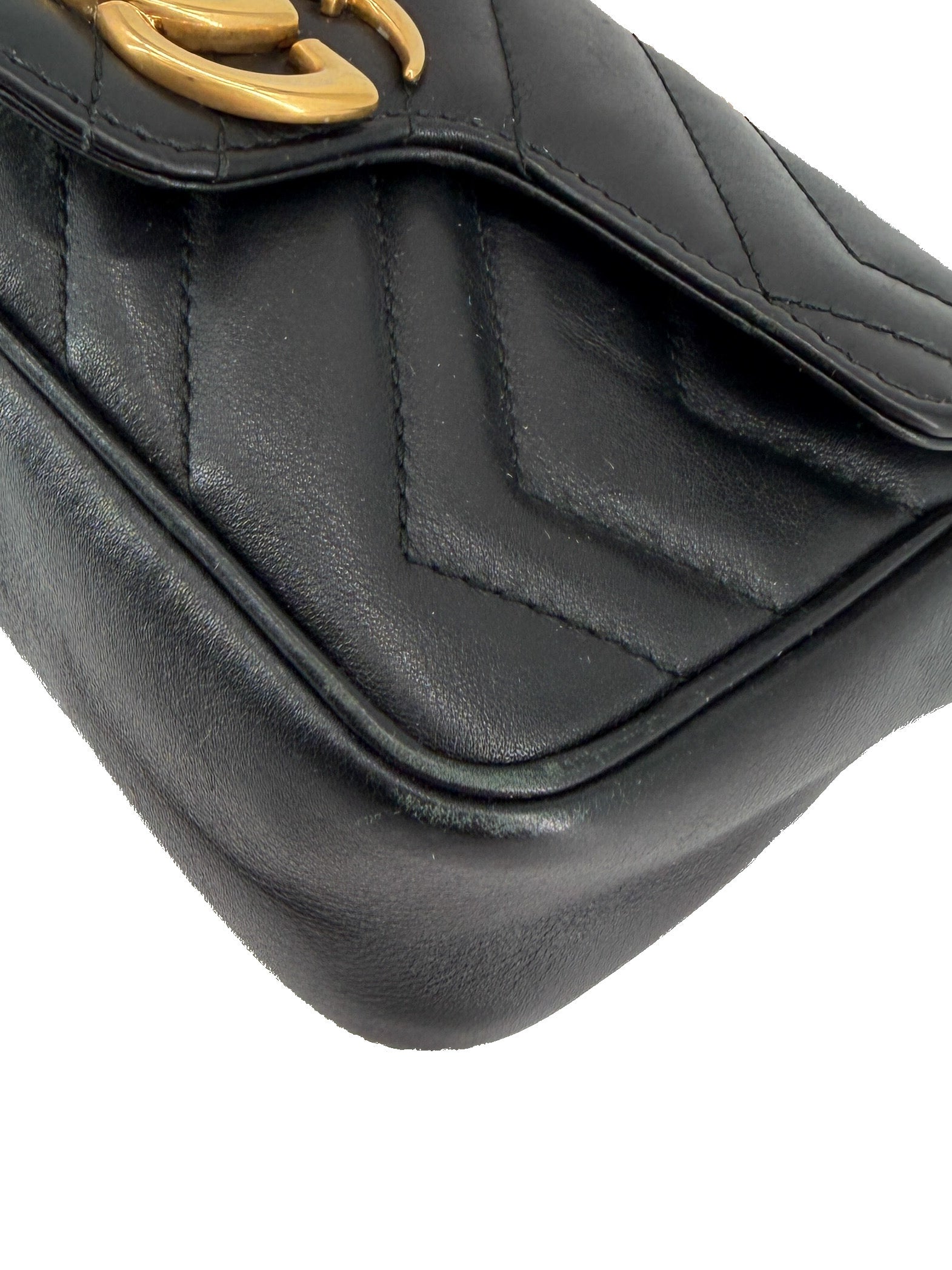 Gucci black mini Marmont flap shoulder bag 476433-0959-