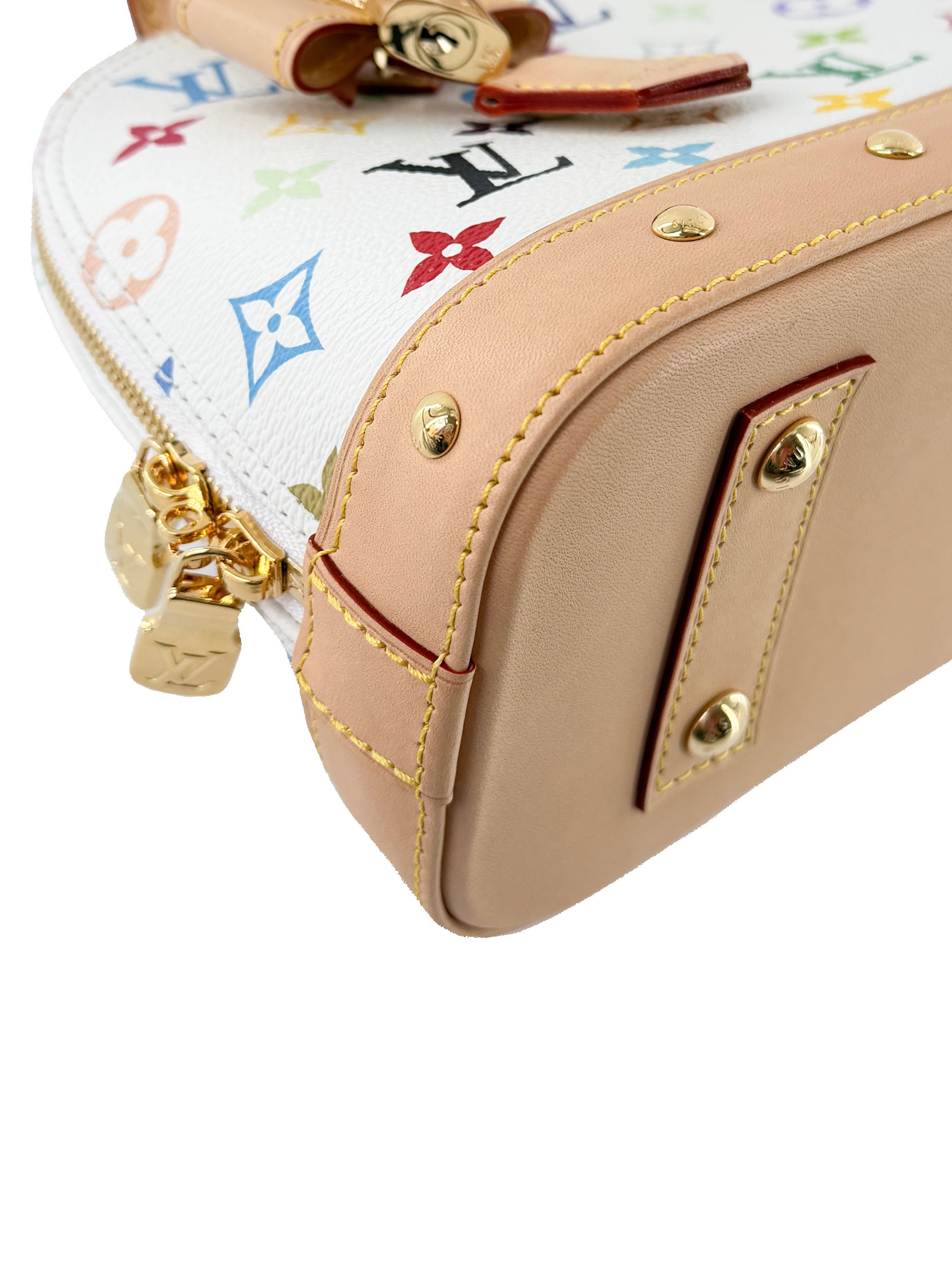 Louis Vuitton x Takashi Murakami multicolor Alma BB white NFC