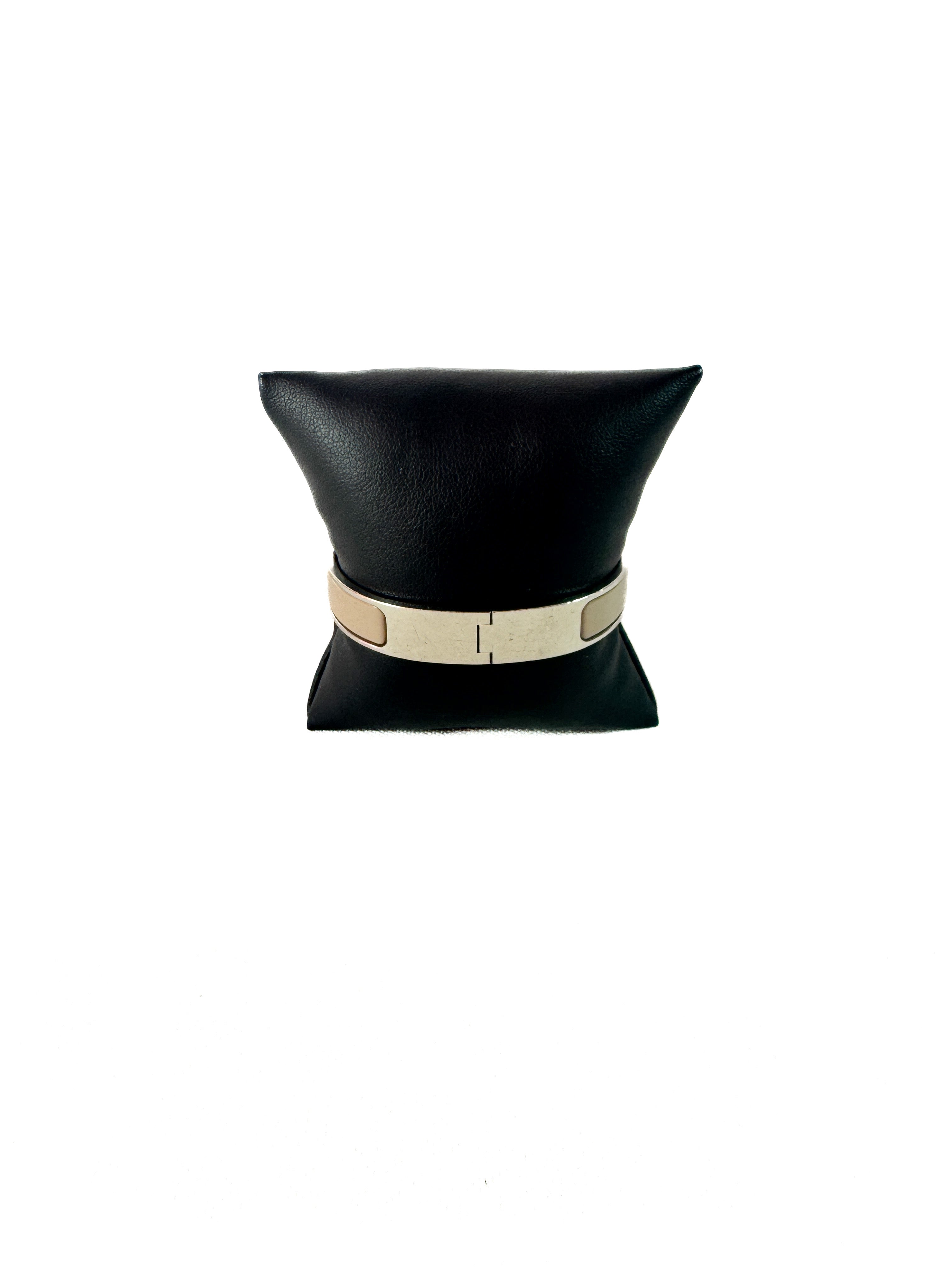 Hermès beige/silver Clic H bangle PM J