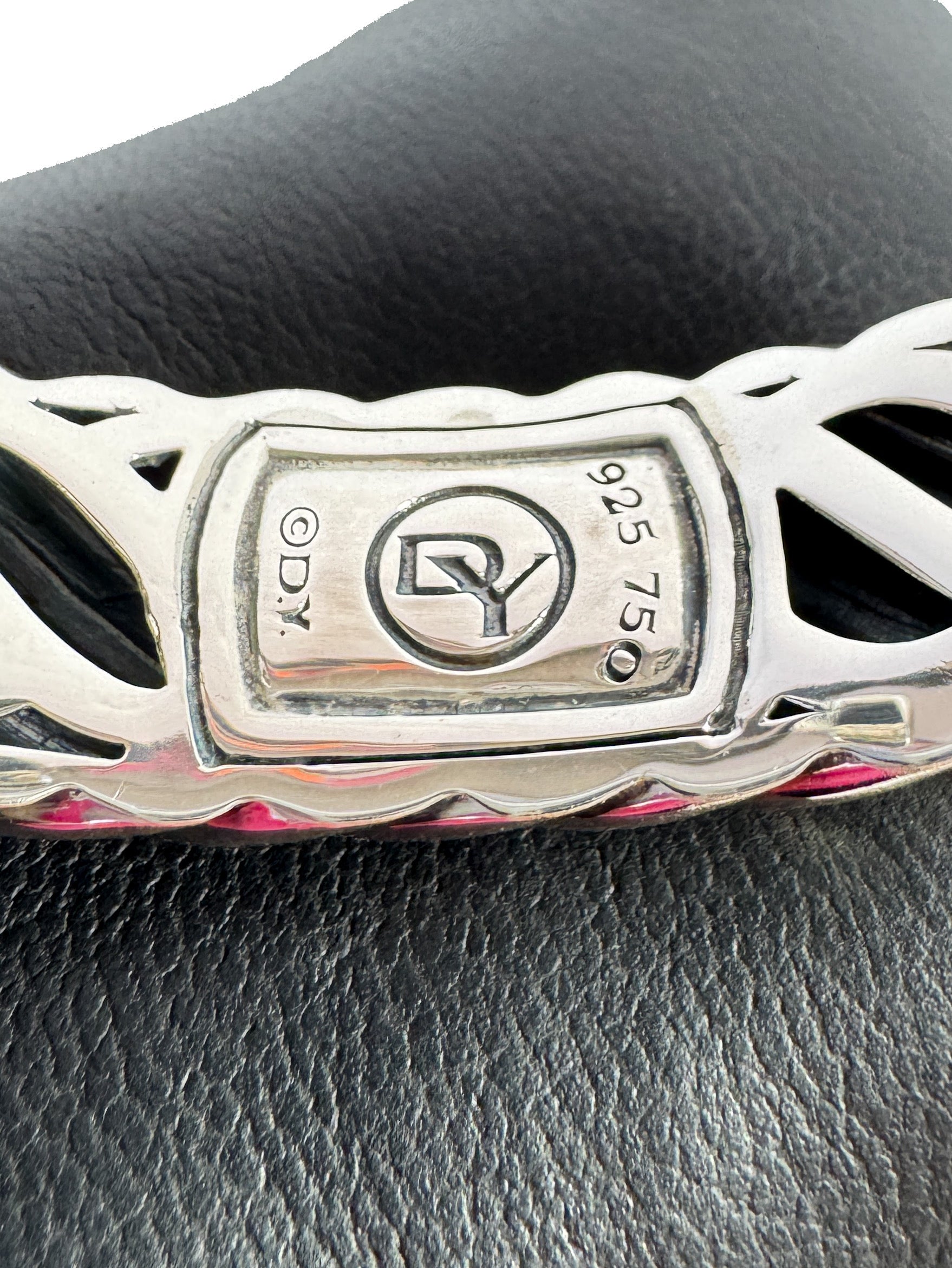 David Yurman sterling silver 18k yellow gold sculpted cable hinged bracelet