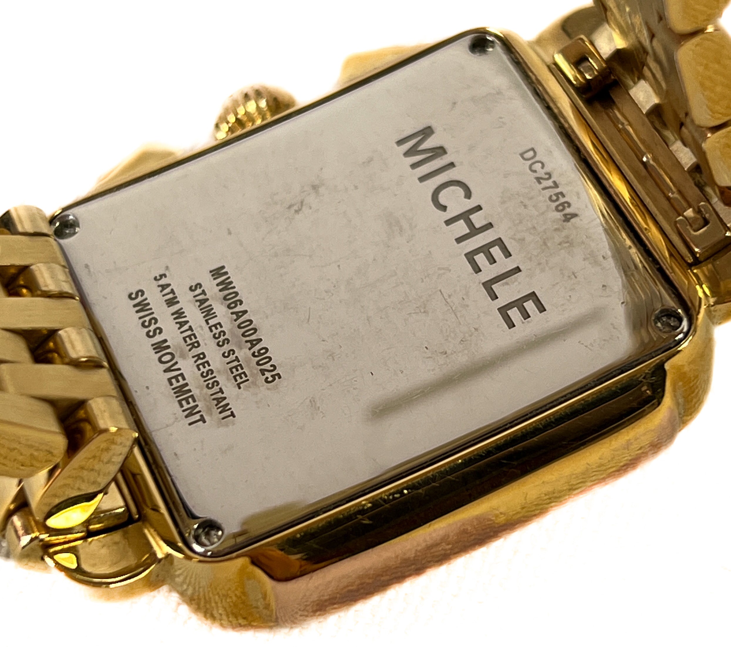 Michele gold tone deco watch NEW BATTERY