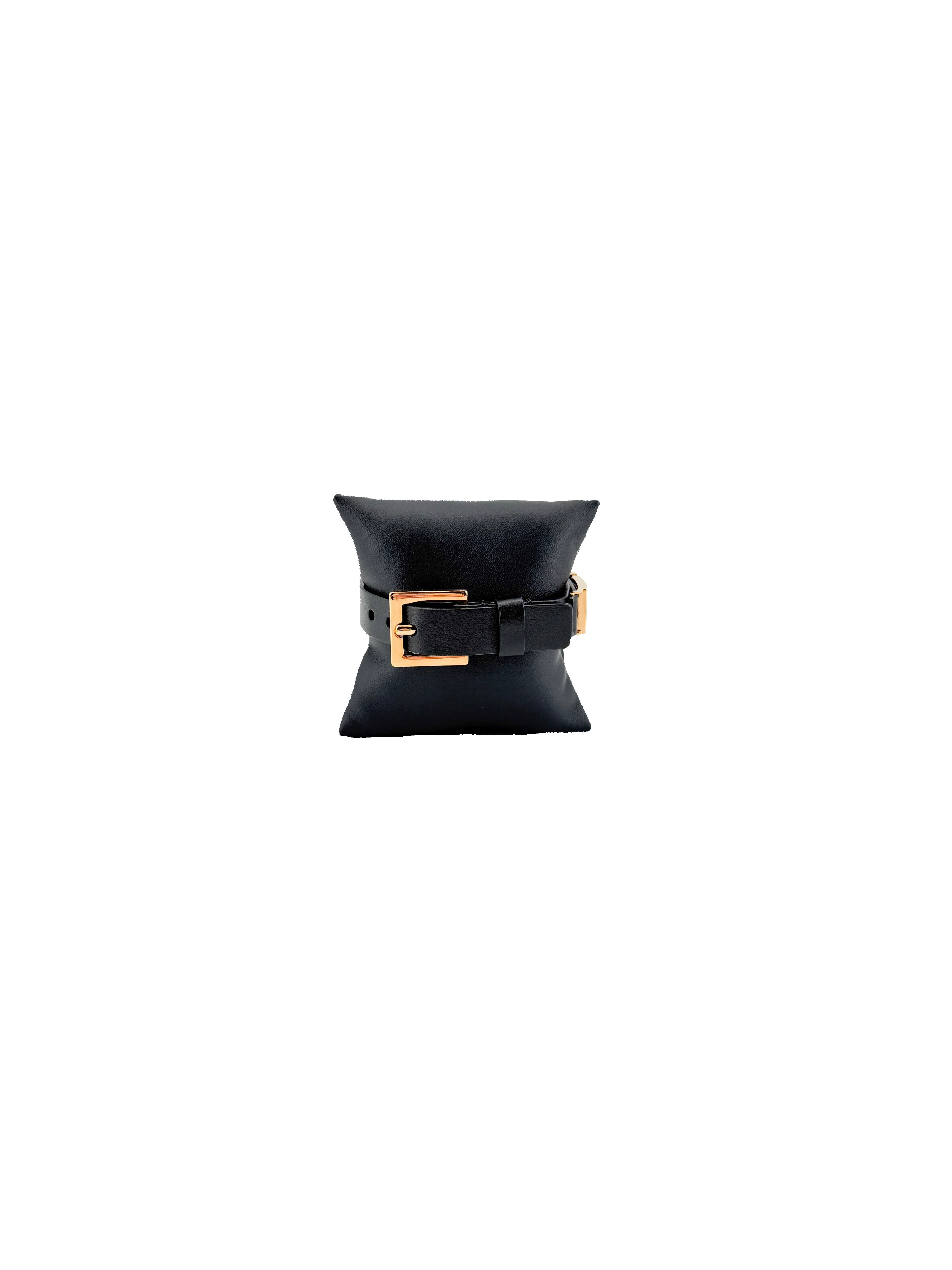 Versace black leather Greca bracelet