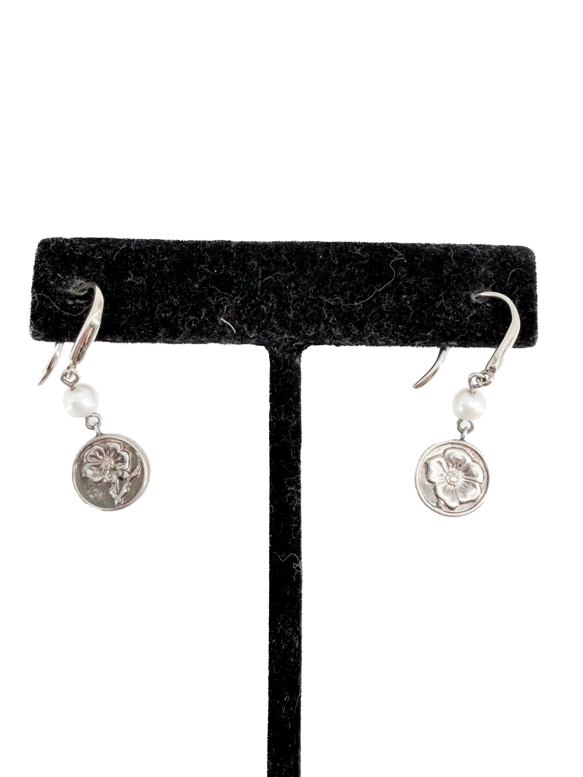 Tiffany & Co. Nature Rose Cultured Pearl Dangle Earrings
