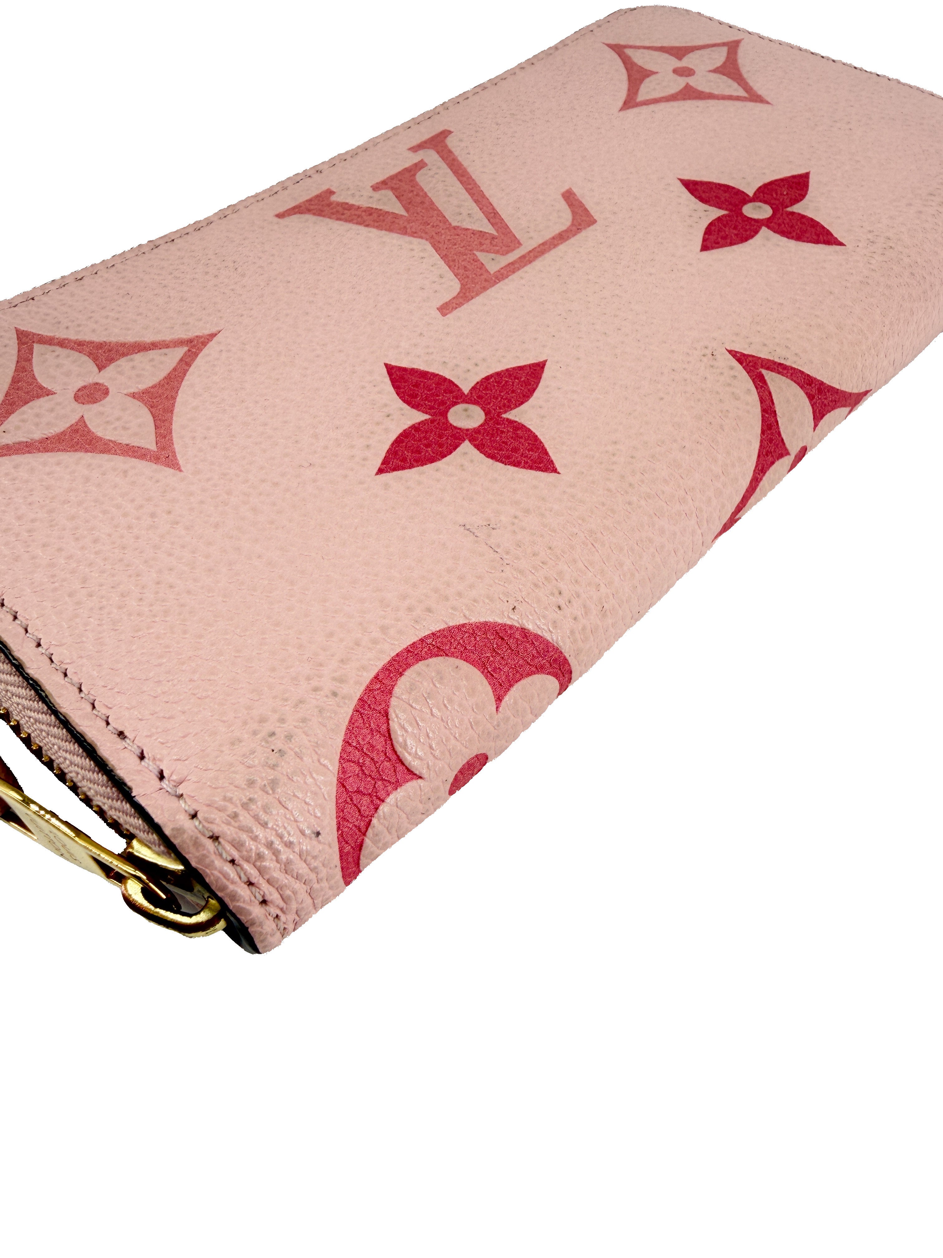 Louis Vuitton monogram pink empreinte zippy wallet bouton de rose SP0261