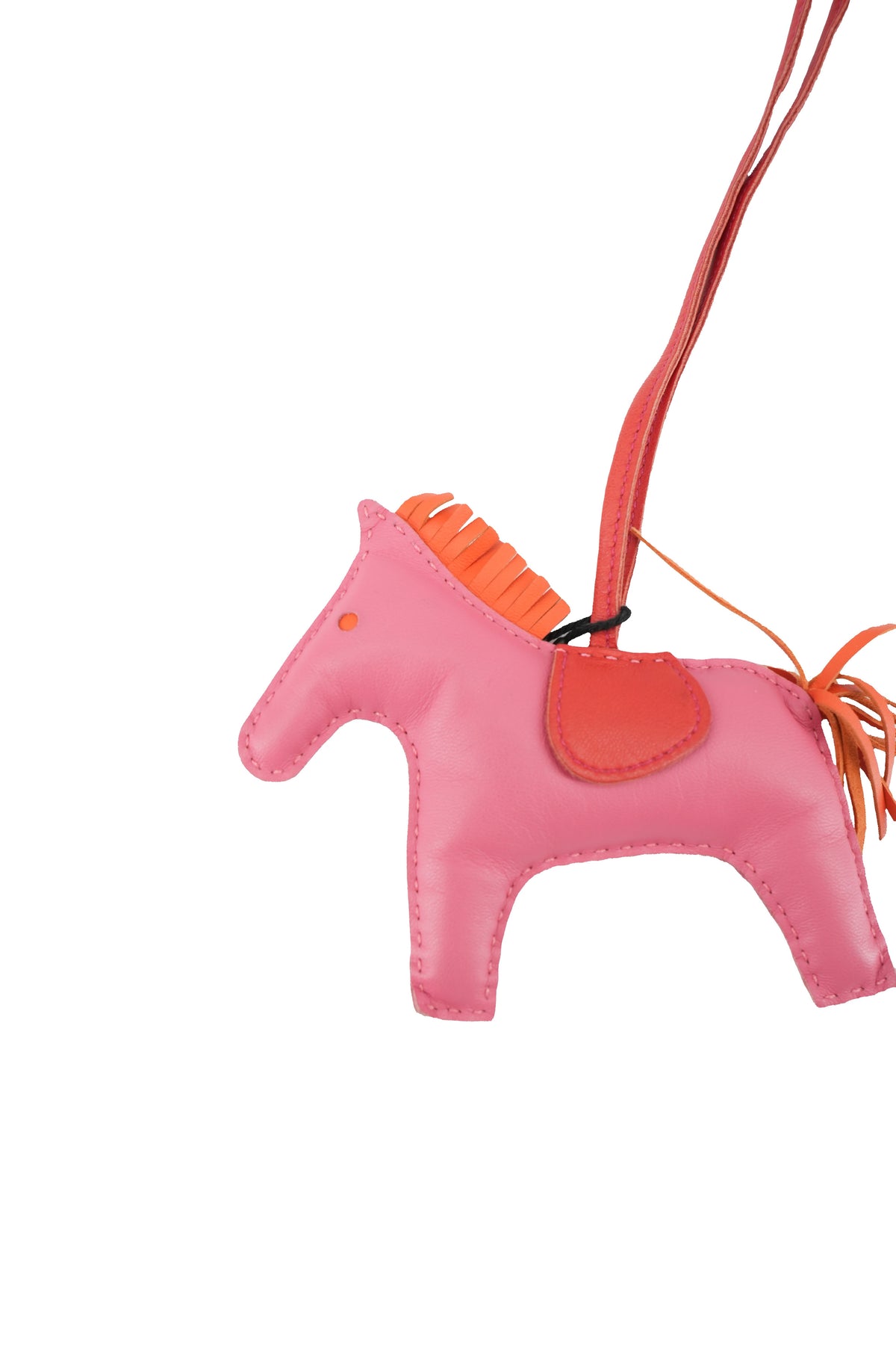 Hermès Milo Lambskin GriGri Rodeo GM Bag Charm Rose Azalee, Orange Poppy, Rouge Indien