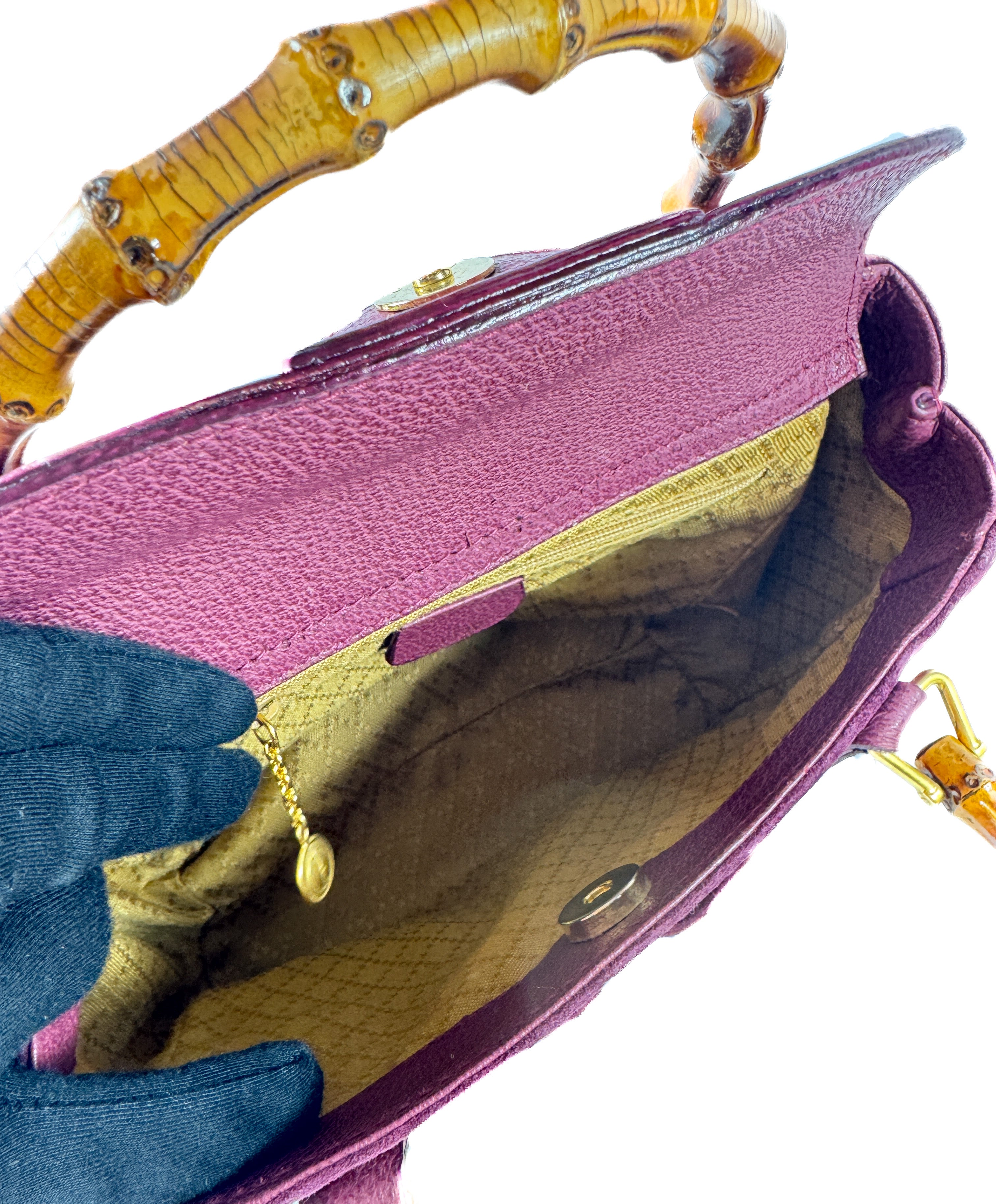 Gucci purple suede vintage Bamboo bag 000 123 0316