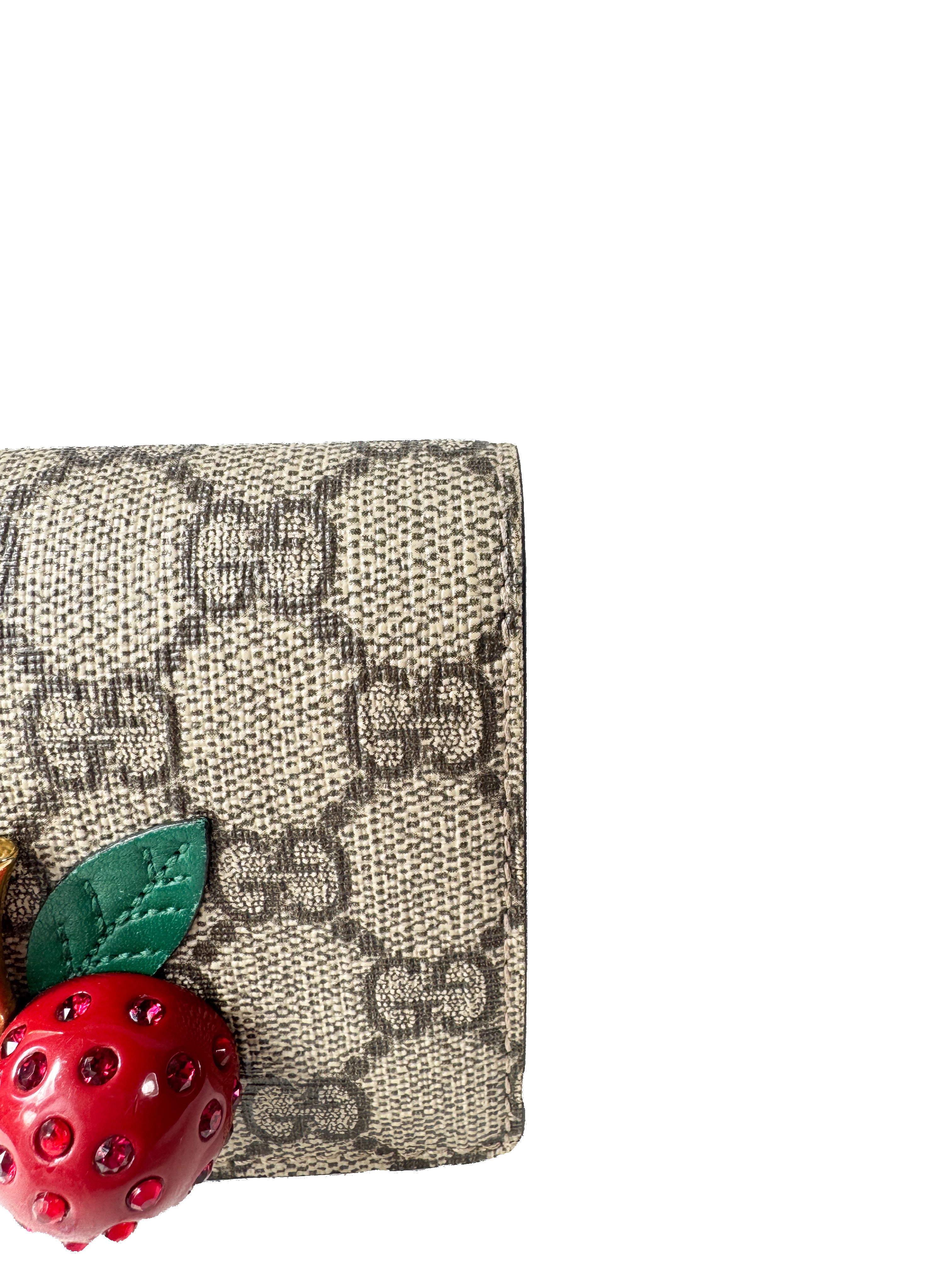 Gucci GG Supreme signature cherry cardholder wallet 476050-1147