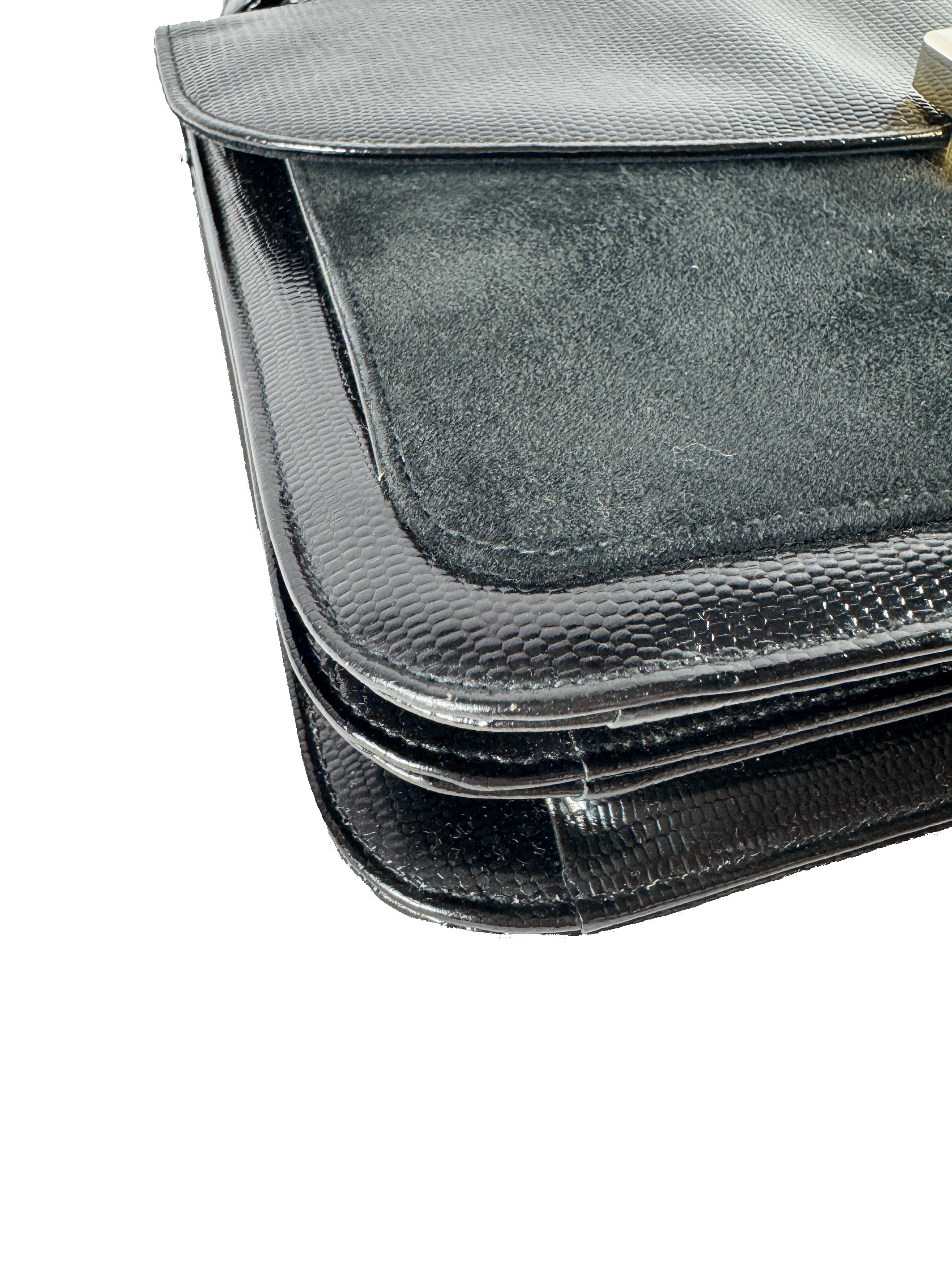 Salvatore Ferragamo black suede/lizard vintage shoulder bag